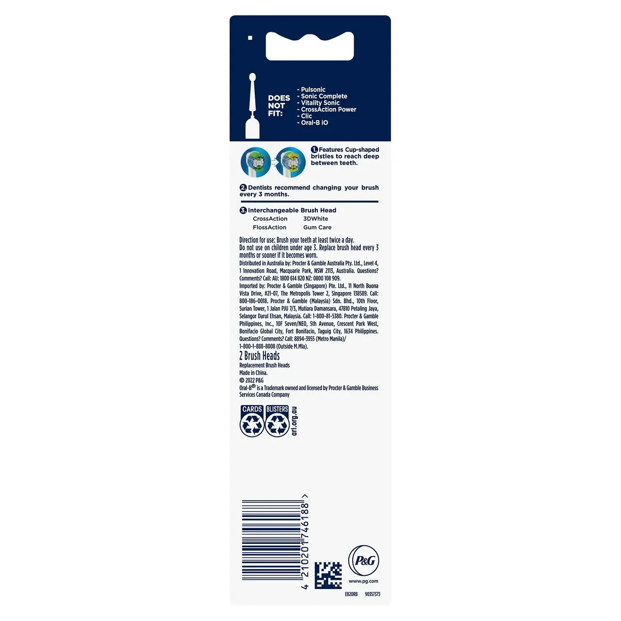 Oral-B Precision Clean White Electric Toothbrush Refills 2 Pack