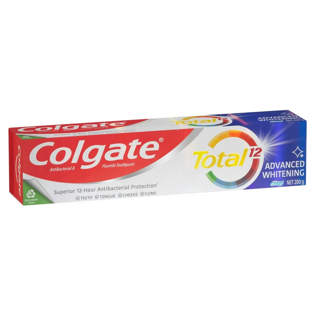 Colgate Total Advanced Whitening Antibacterial Toothpaste 200g, Whole Mouth Health, Multi Benefit