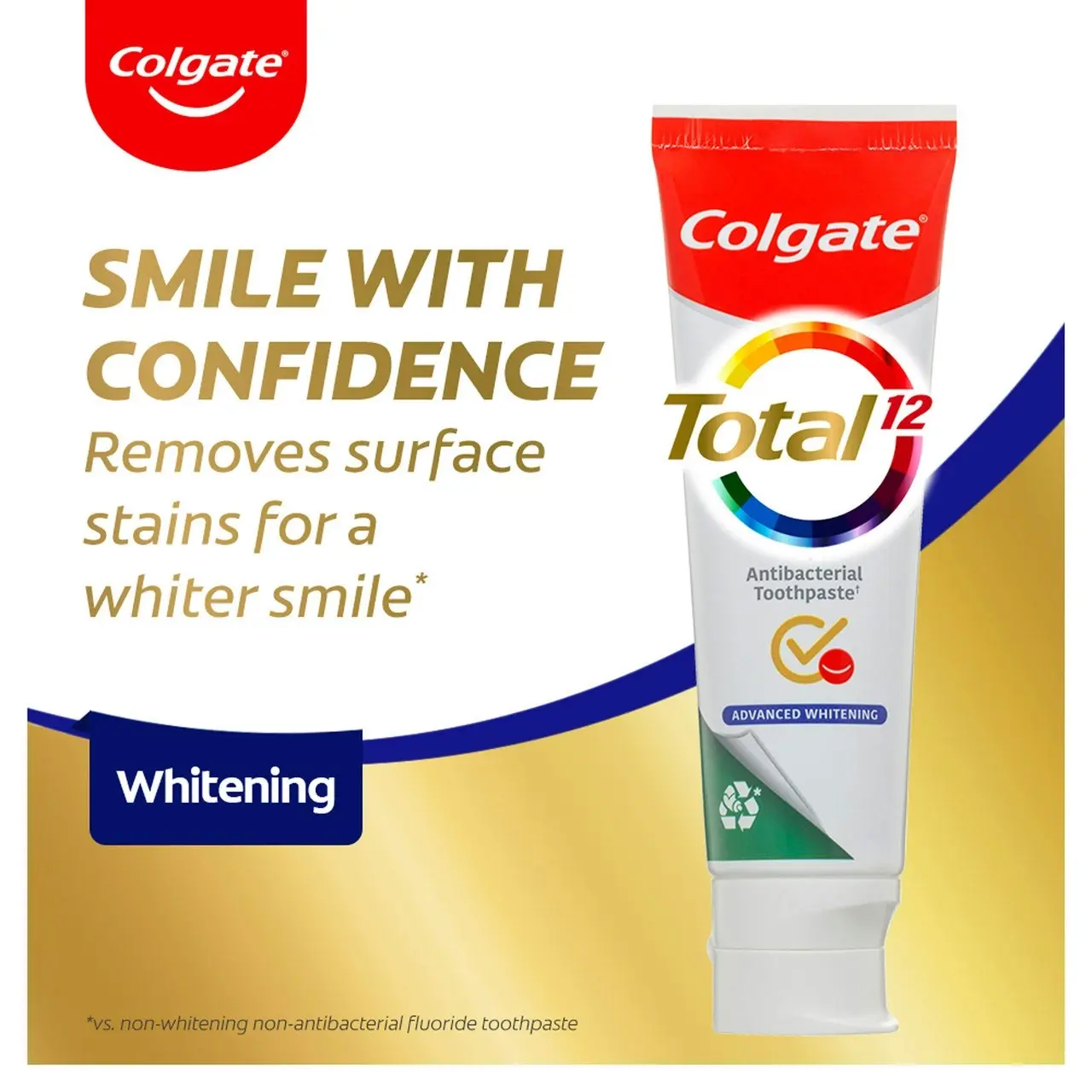 Colgate Total Advanced Whitening Antibacterial Toothpaste 200g, Whole Mouth Health, Multi Benefit