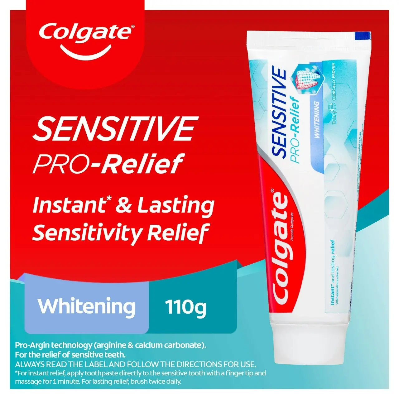 Colgate Sensitive Pro-Relief Whitening Toothpaste, 110g, Clinically Proven Sensitive Teeth Pain Relief