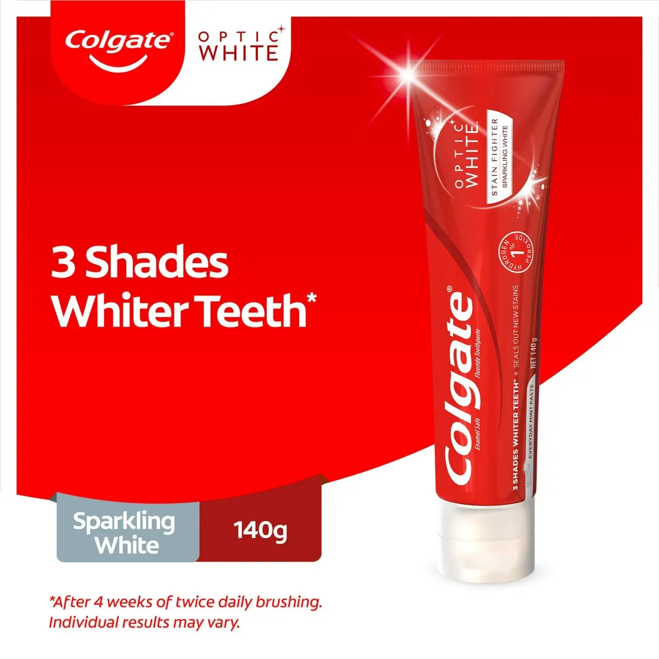 Colgate Optic White Stain Fighter Teeth Whitening Toothpaste, 140g