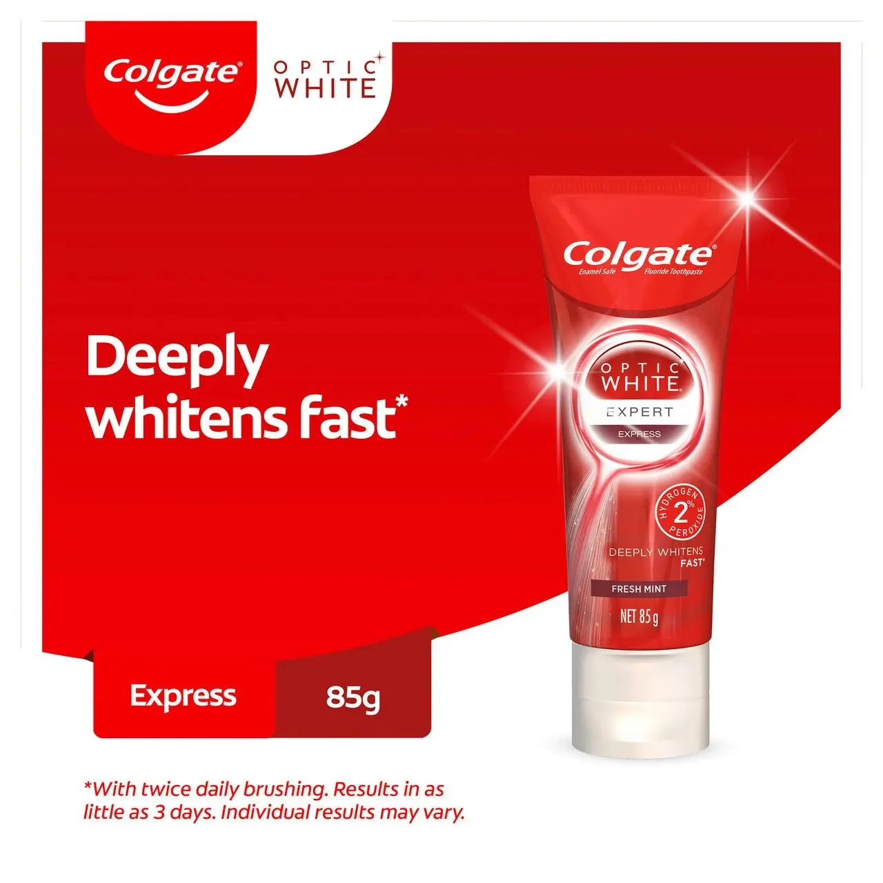 Colgate Optic White Luminous Express Teeth Whitening Toothpaste, 85g