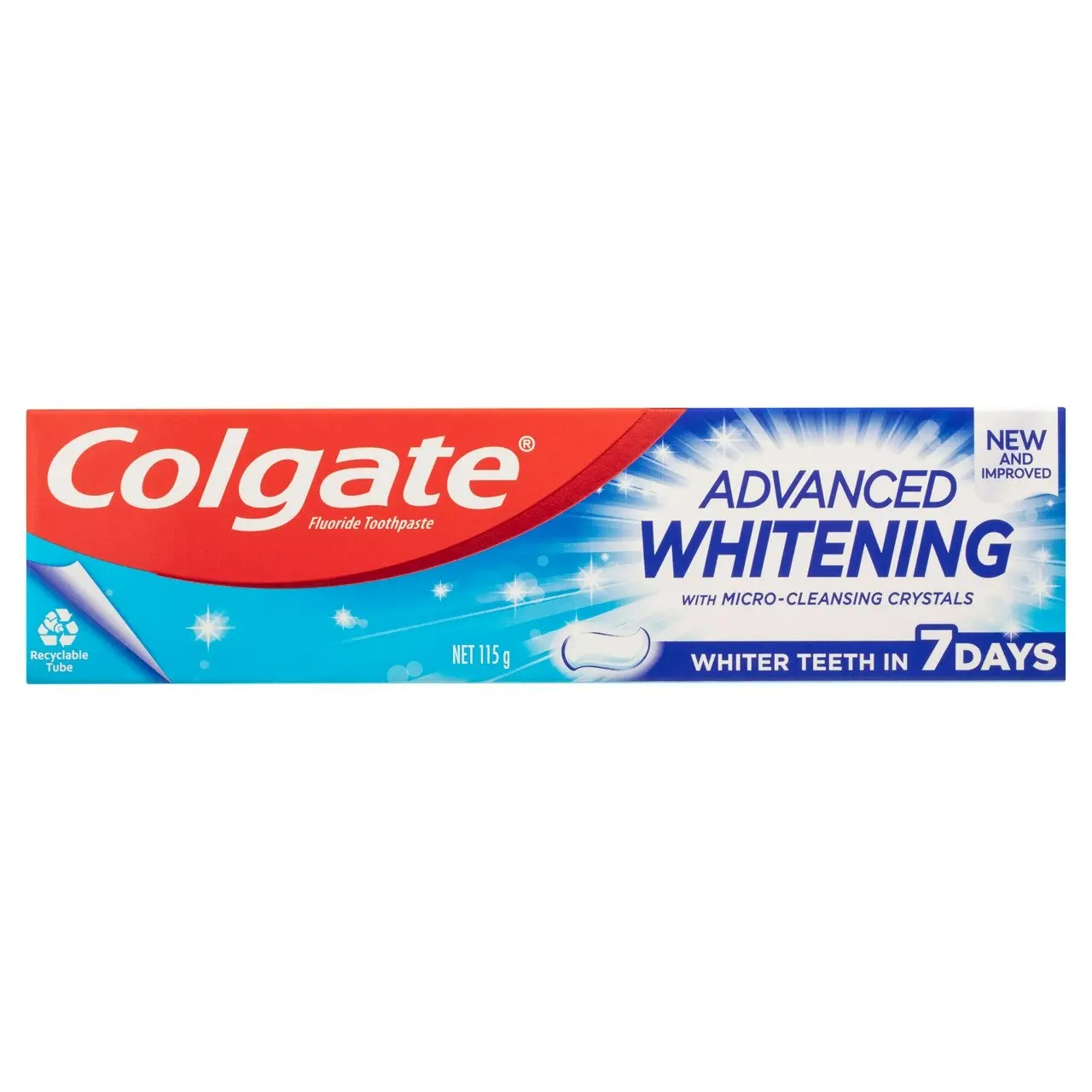 Colgate Advanced Whitening Toothpaste, 115g, with Micro-Cleansing Crystals