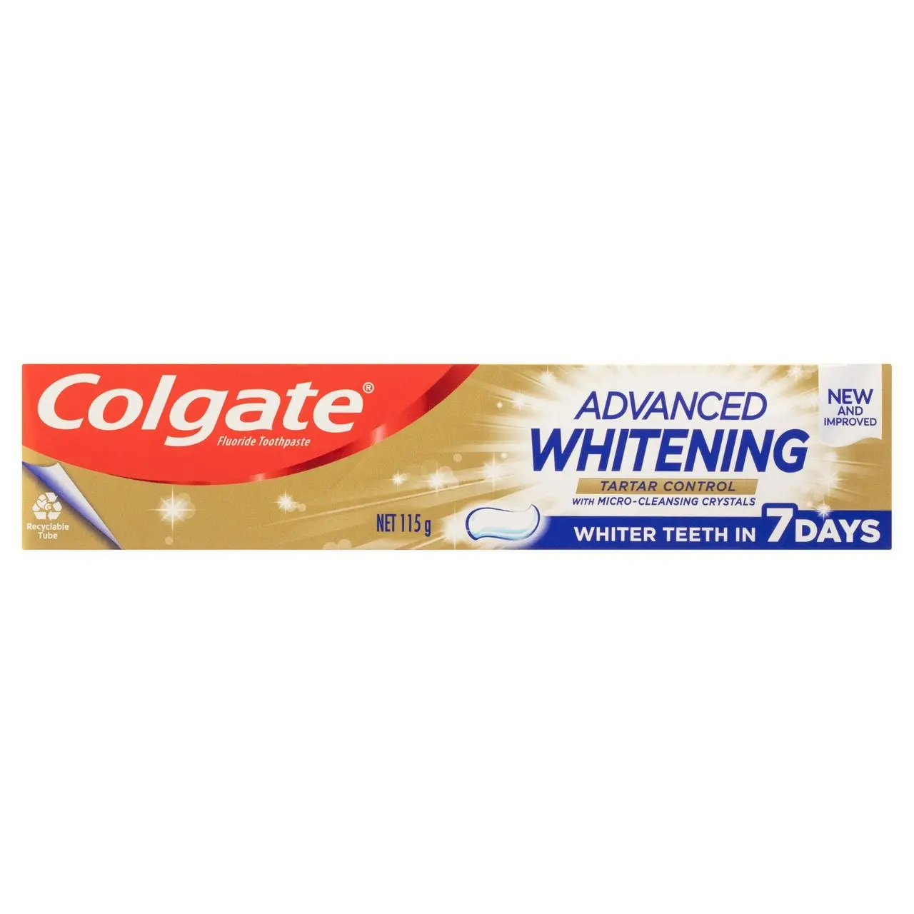 Colgate Advanced Whitening Tartar Control Toothpaste, 115g, with Micro-Cleansing Crystals