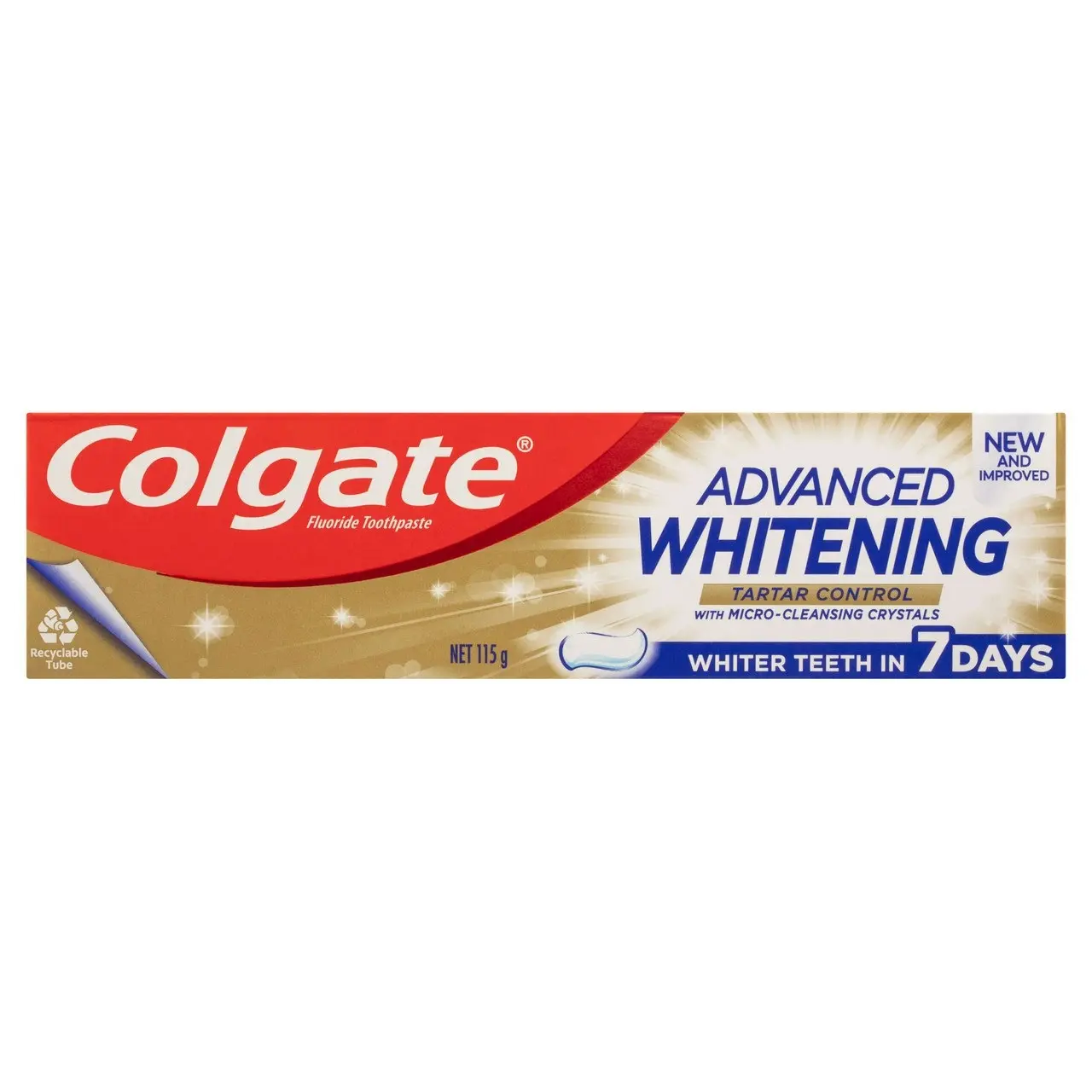 Colgate Advanced Whitening Tartar Control Toothpaste, 115g, with Micro-Cleansing Crystals