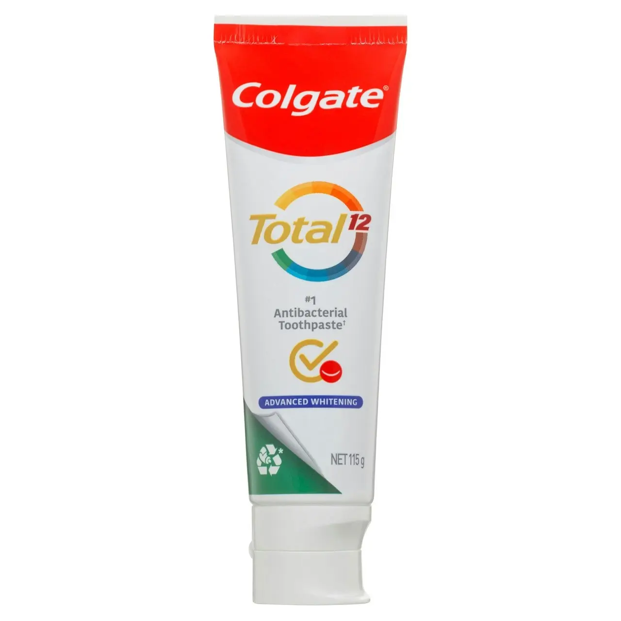 Colgate Total Advanced Whitening Antibacterial Toothpaste 115g, Whole Mouth Health, Multi Benefit