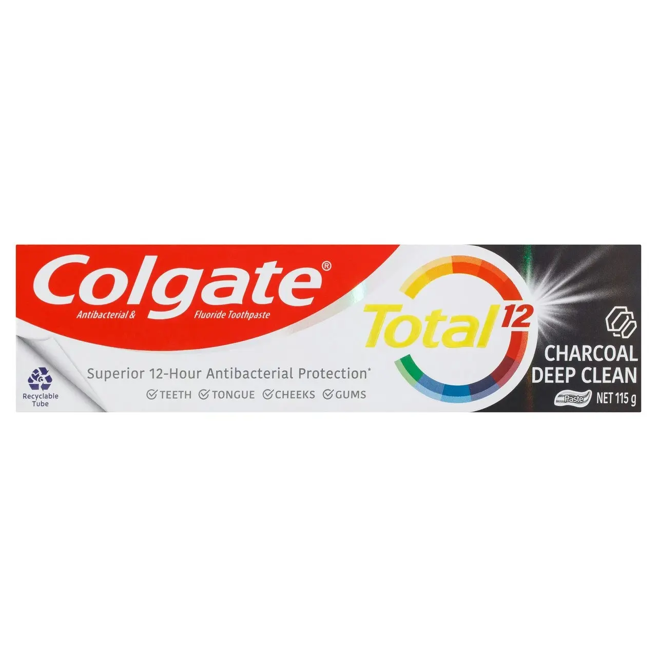 Colgate Total Charcoal Deep Clean Antibacterial Toothpaste 115g, Whole Mouth Health, Multi Benefit