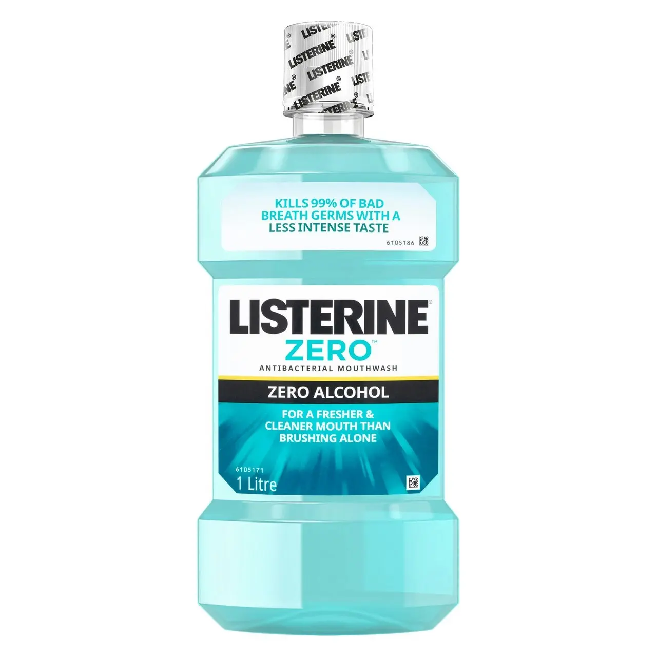 Listerine Zero Alcohol Antibacterial Mouthwash Less Intense Taste 1L