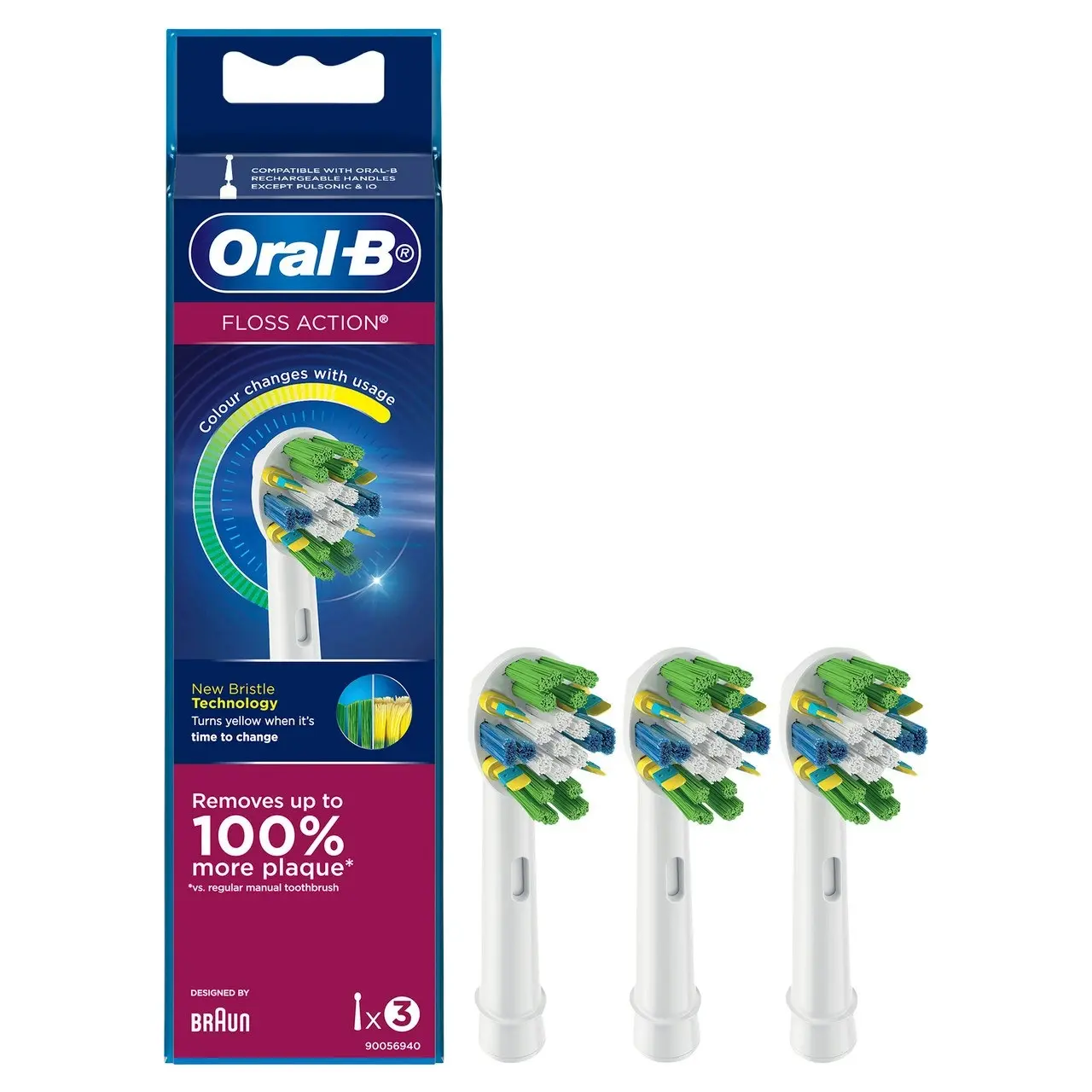 Oral-B Floss Action Clean Electric Toothbrush Refills, 3 Pack