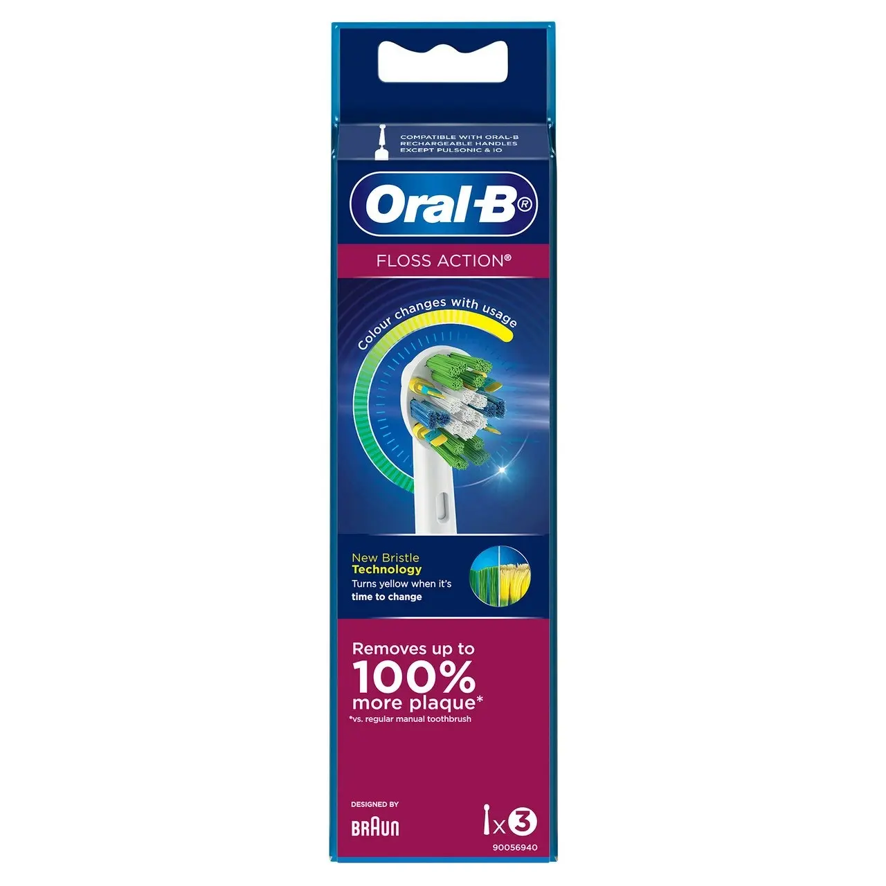 Oral-B Floss Action Clean Electric Toothbrush Refills, 3 Pack