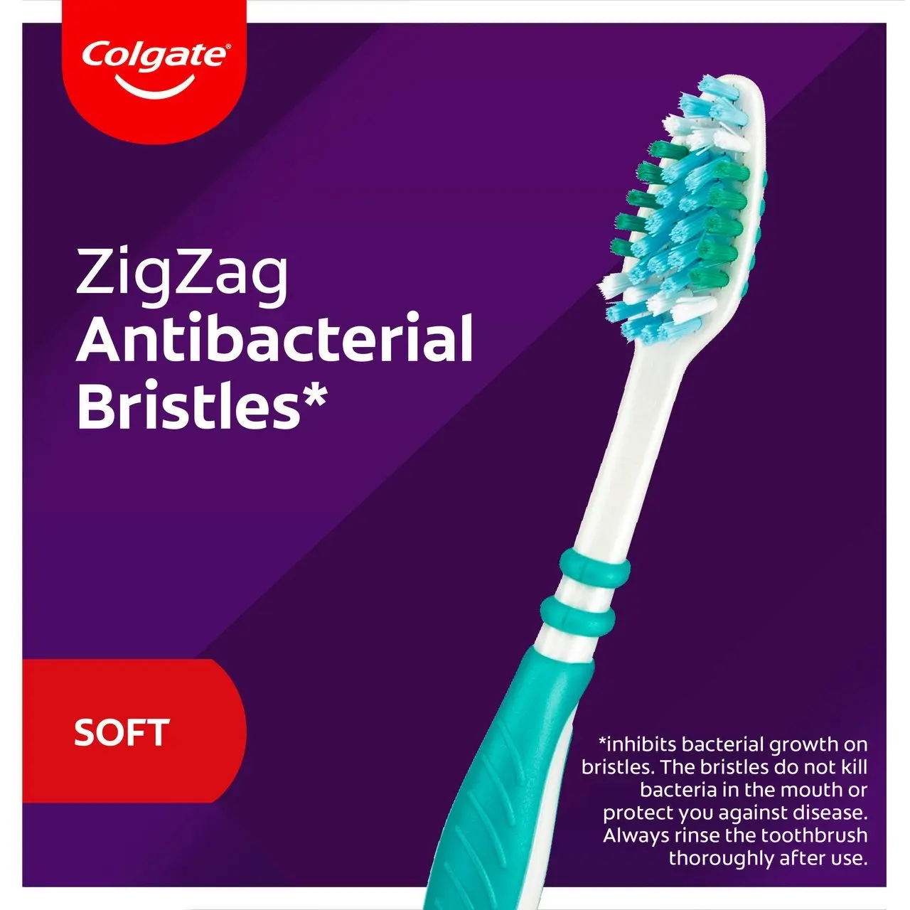 Colgate Zig Zag Manual Toothbrush, 1 Pack, Soft Bristles, Antibacterial Bristles