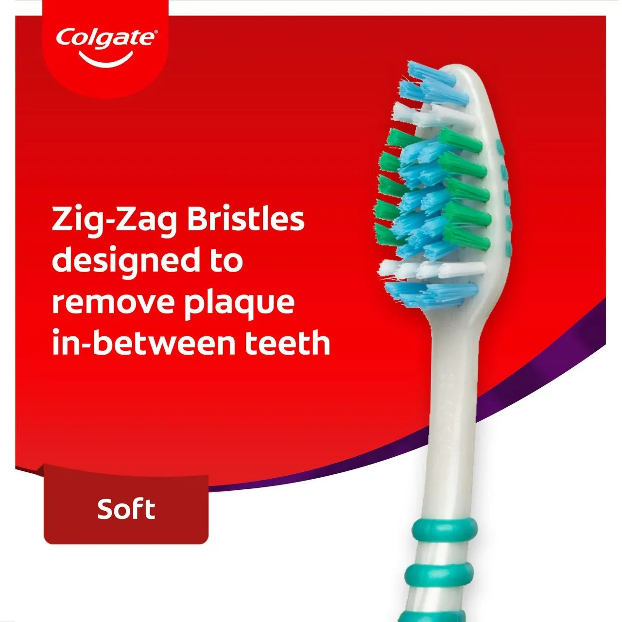 Colgate Zig Zag Manual Toothbrush, 1 Pack, Soft Bristles, Antibacterial Bristles