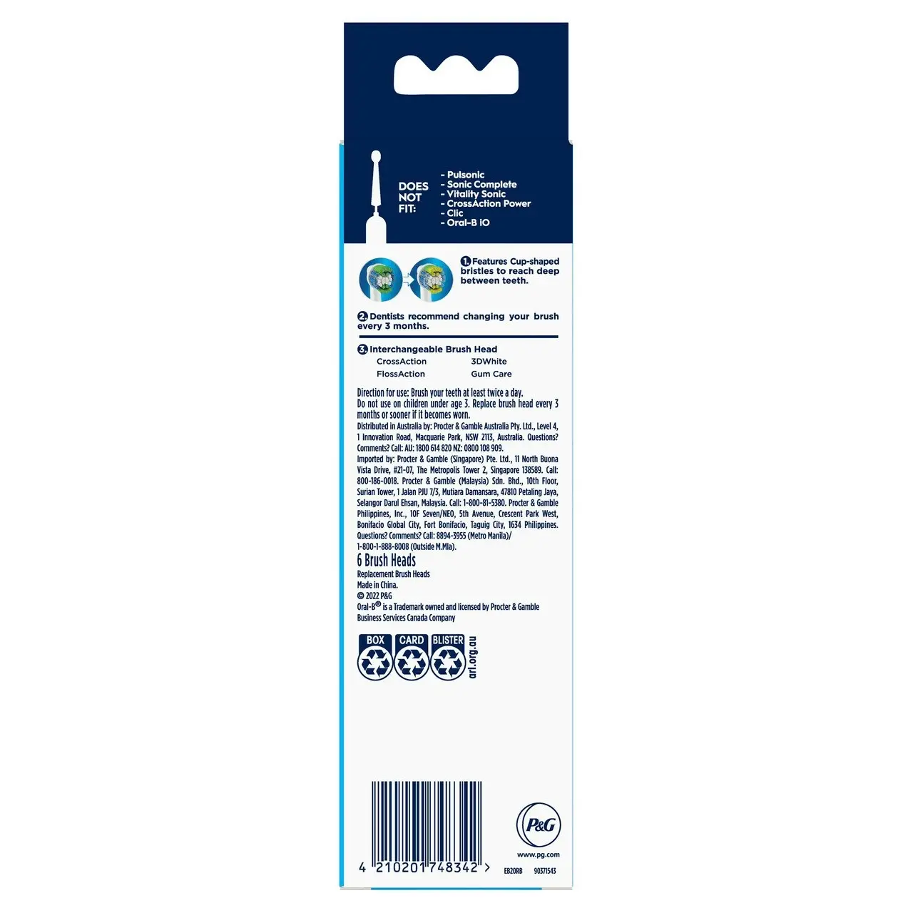 Oral-B Everyday Clean Electric Toothbrush Replacement Head  - 6 Pack