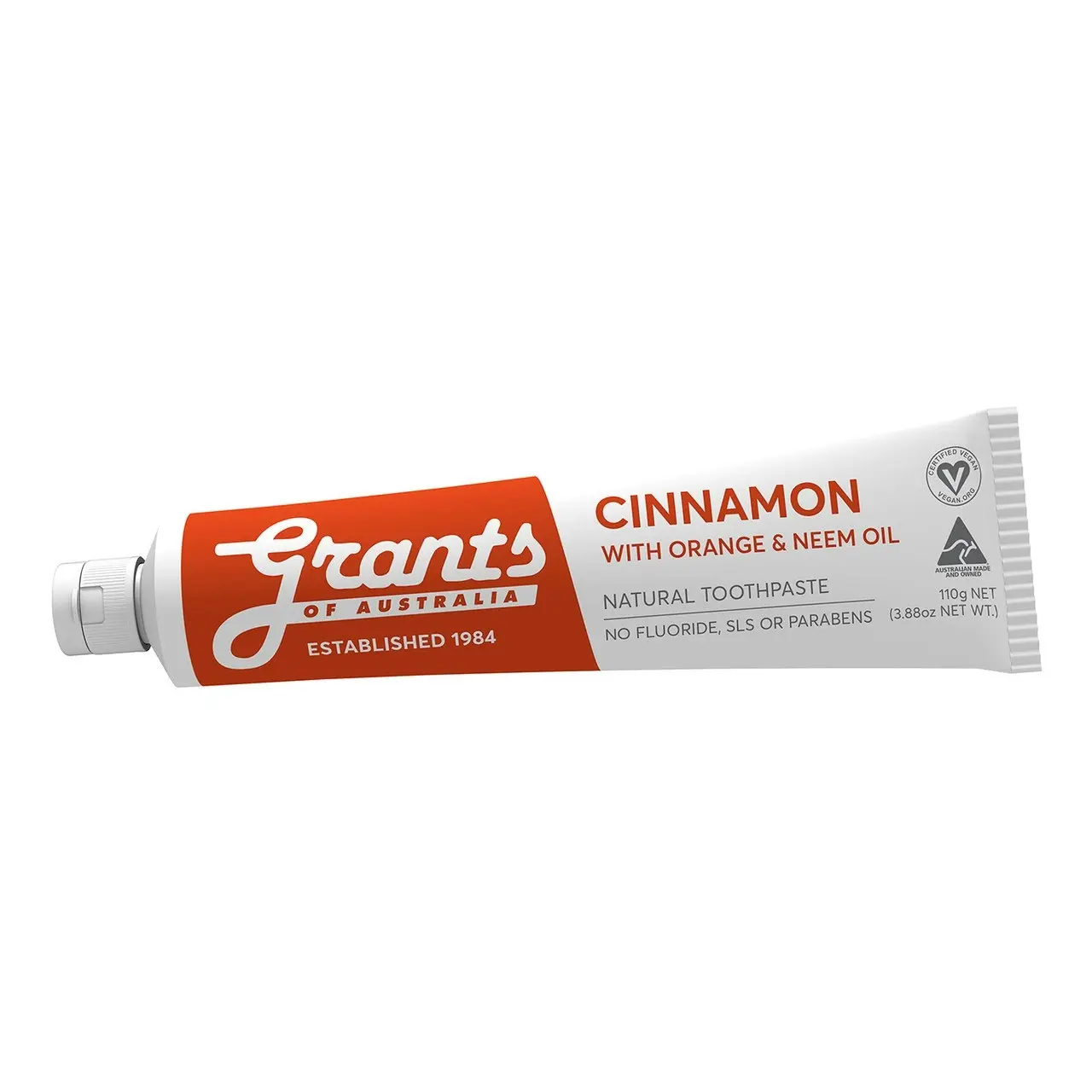 Grants Of Australia Natural Orange Cinnamon Toothpaste With Neem Oil 110g