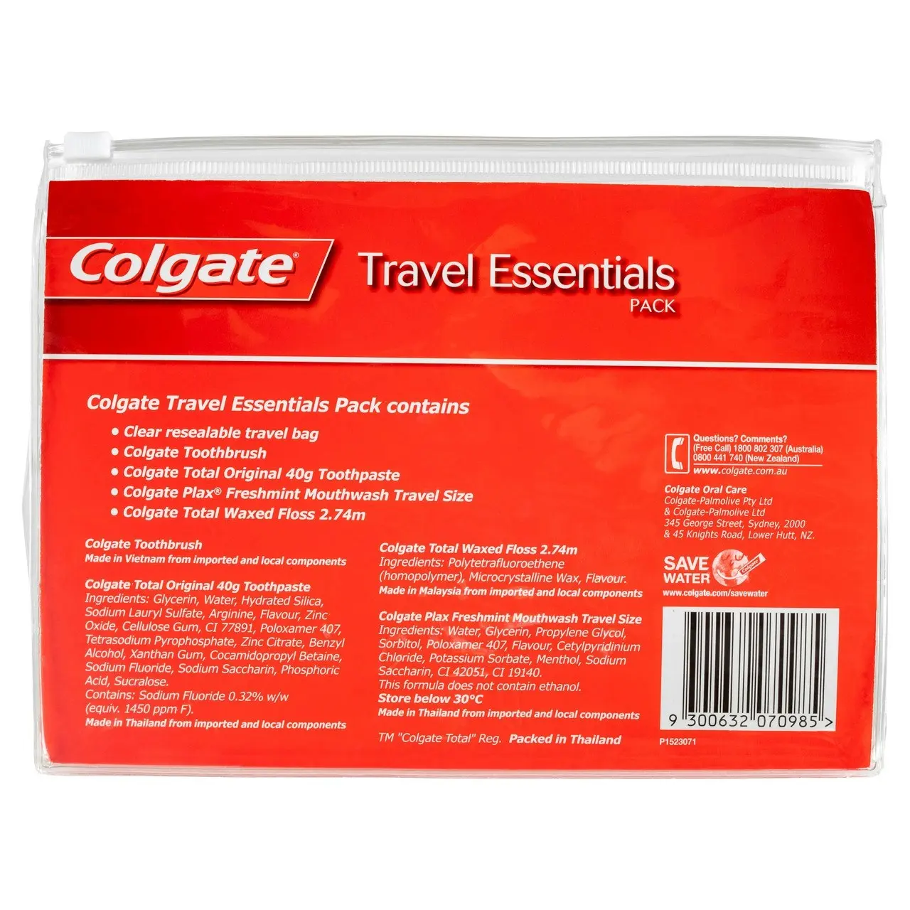 Colgate Travel Essentials Kit, 1 Pack, Toothbrush, Toothpaste, Mouthwash, Floss and Travel Bag Pack