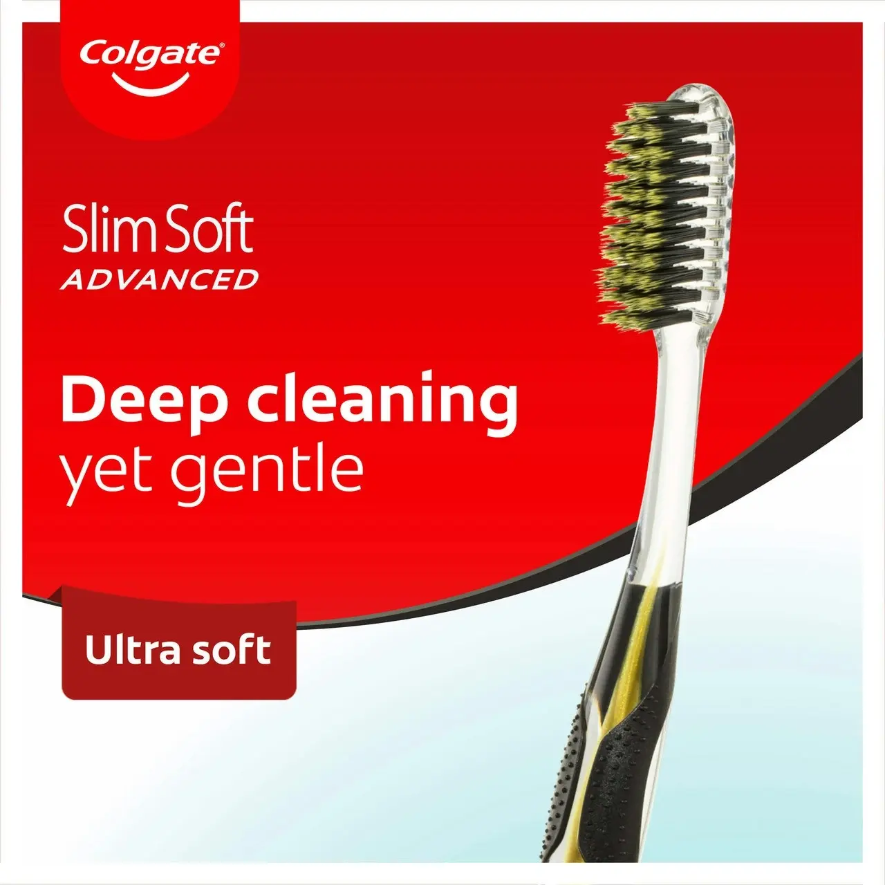 Colgate Slim Soft Advanced Charcoal Manual Toothbrush, 1 Pack, Ultra Soft Bristles