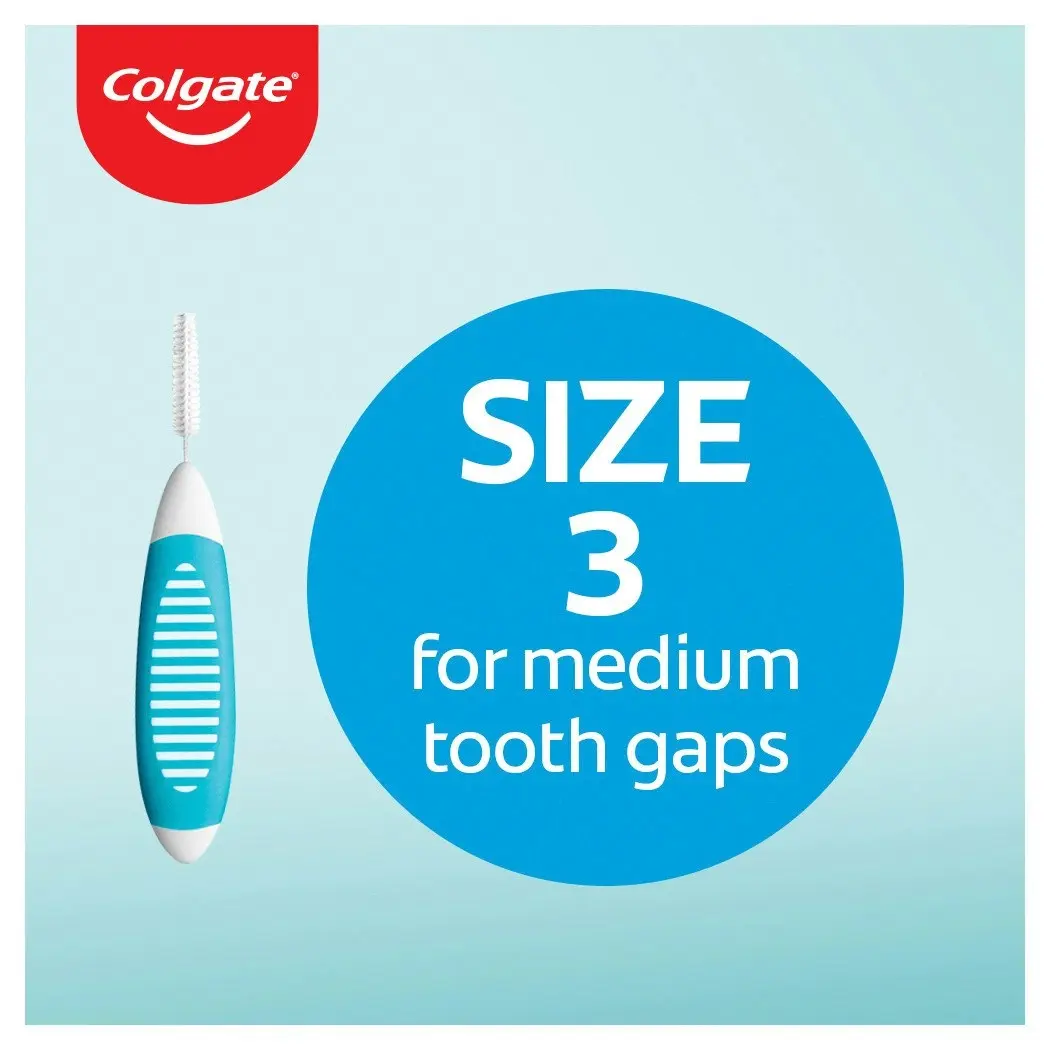 Colgate Interdental Brushes, 8 Pack, Soft Bristles, Size 3 for Medium Tooth Gaps