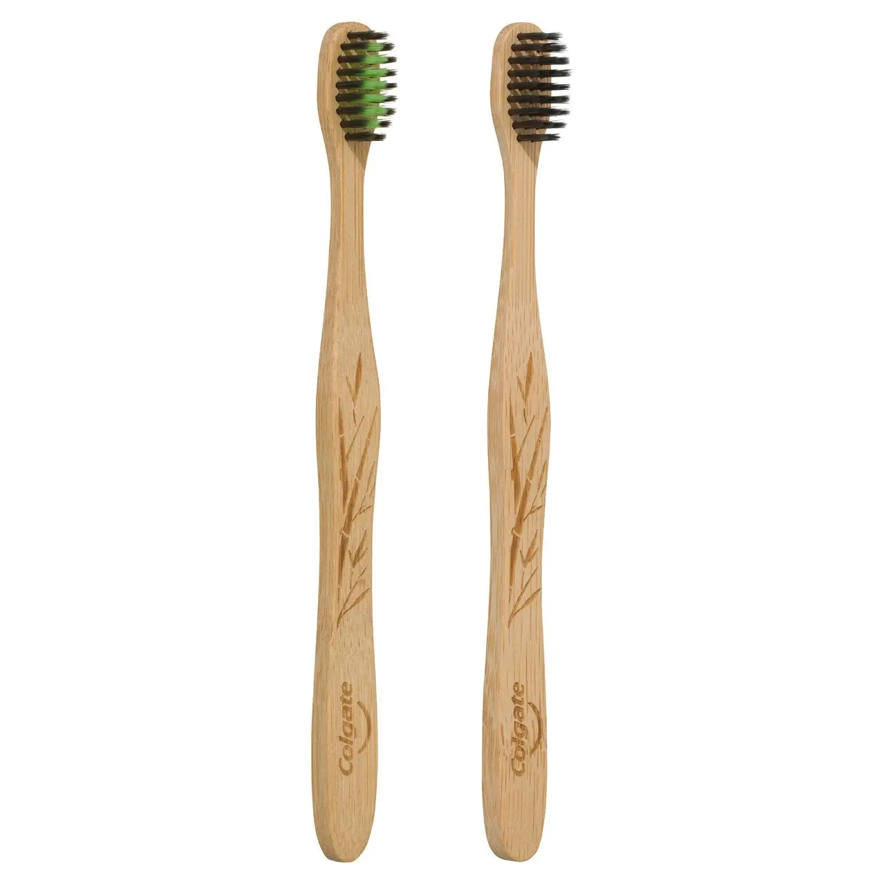 Colgate Bamboo Charcoal Manual Toothbrush, Value 2 Pack, Soft Bristles, 100% Biodegradable Bamboo Handle, BPA Free