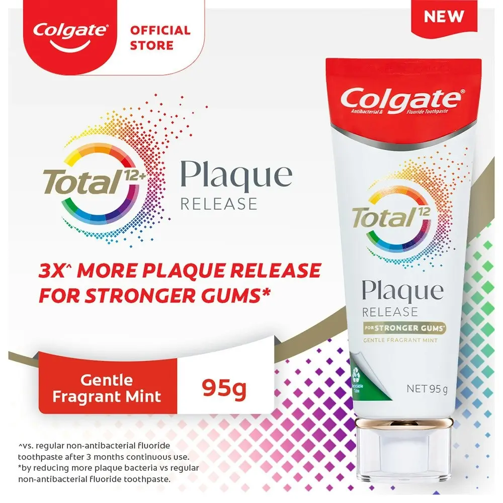 Colgate Total Plaque Release Toothpaste, 95g, Gentle Fragrant Mint, For Stronger Gums