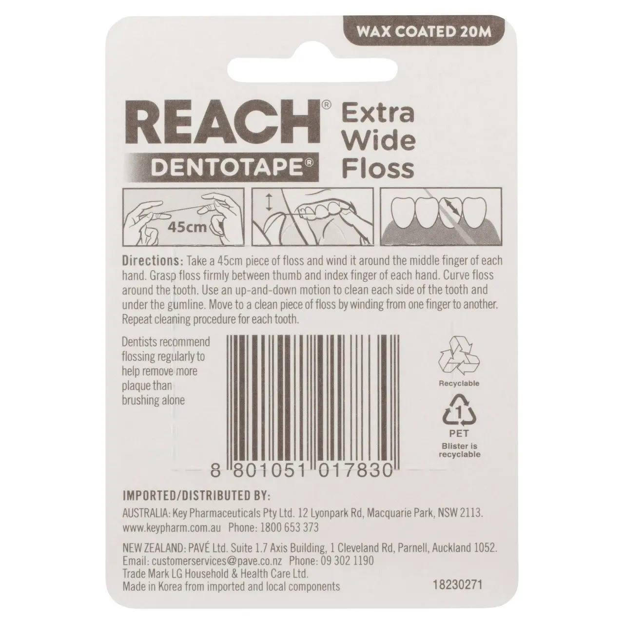 Reach(R) Dentotape Waxed Dental Floss 20m