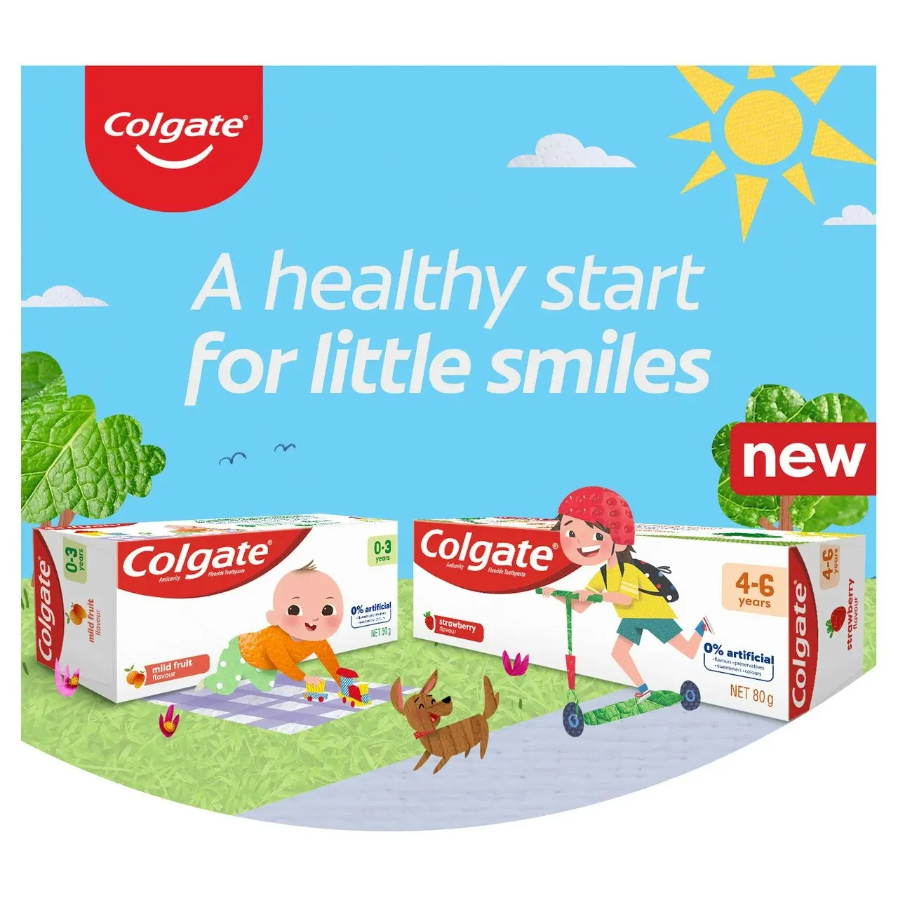 Colgate Kids Toothpaste 0-3 Years Mild Fruit Flavour Anticavity Fluoride Toddler Toothpaste No Artificial Flavours Preservatives Sweeteners or Colours 80g