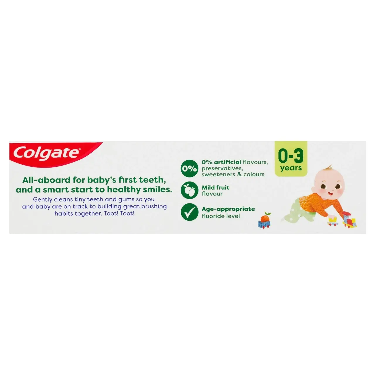 Colgate Kids Toothpaste 0-3 Years Mild Fruit Flavour Anticavity Fluoride Toddler Toothpaste No Artificial Flavours Preservatives Sweeteners or Colours 80g