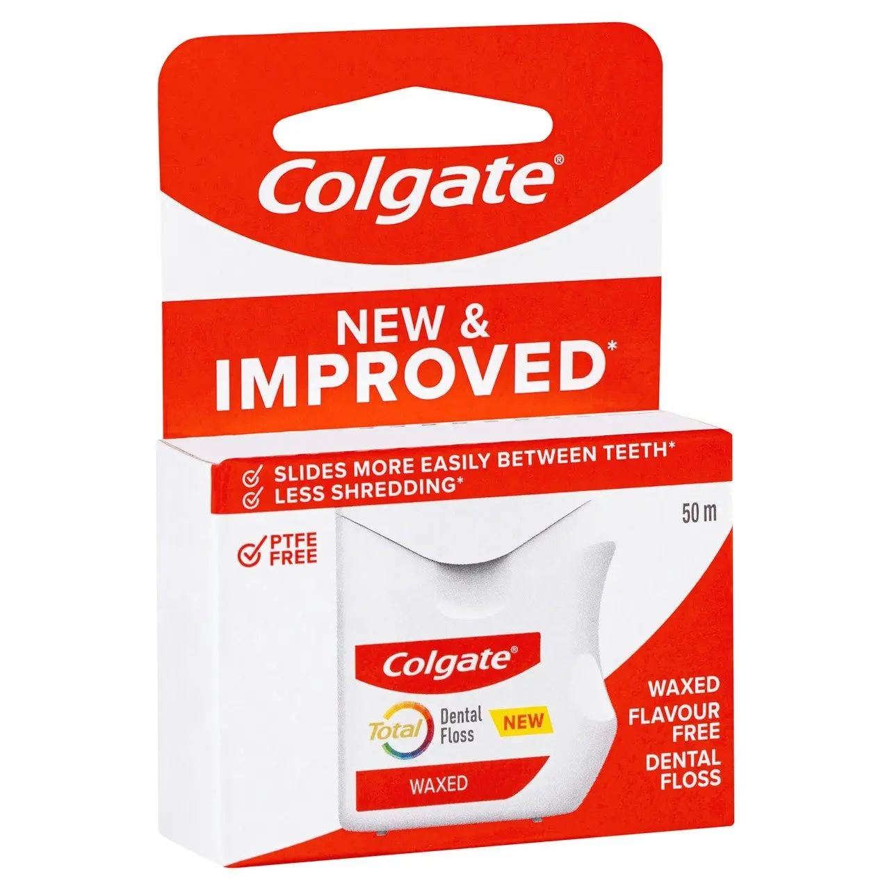 Colgate Total Waxed Dental Floss, 50m, New & Improved*, Protects Gums & Helps Prevent Tooth Decay