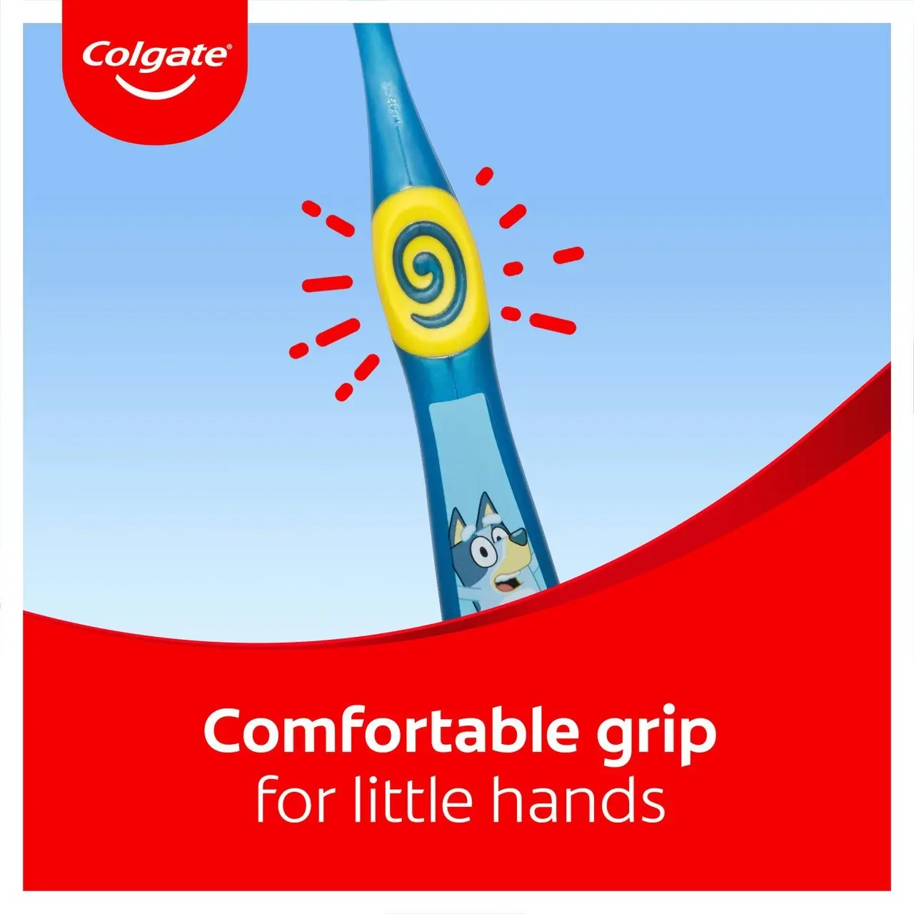 Colgate Kids Junior Bluey Manual Toothbrush, 1 Pack, Extra Soft Bristles, for Children 2-5 Years