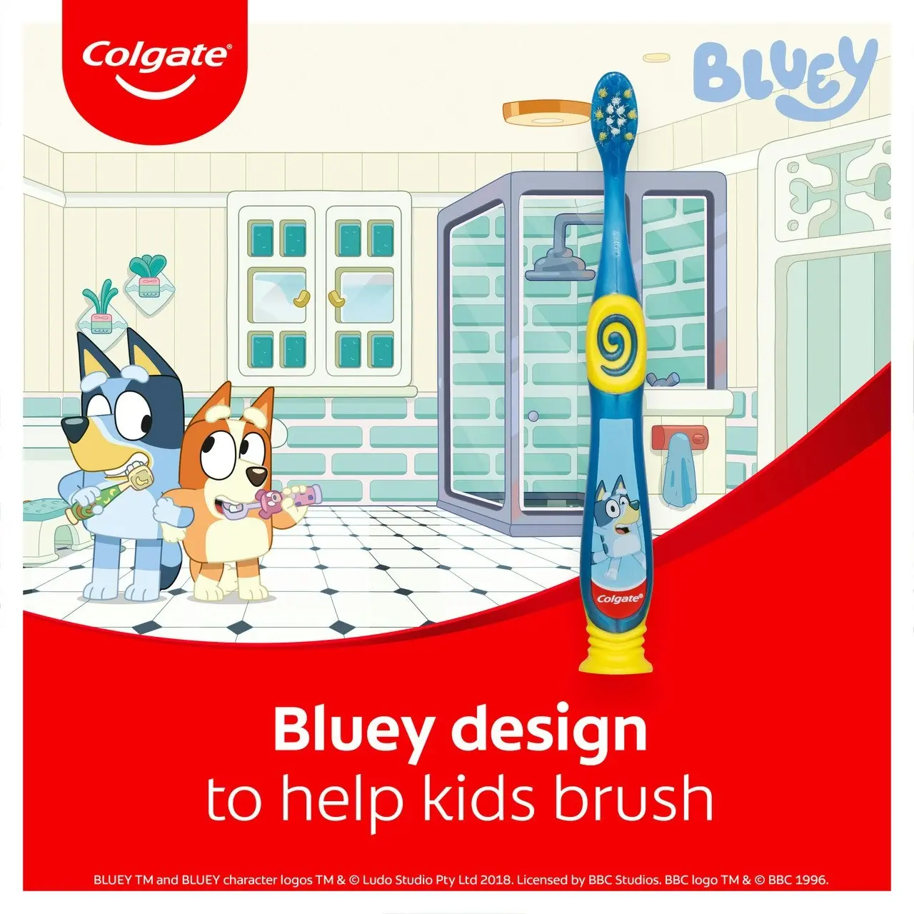 Colgate Kids Junior Bluey Manual Toothbrush, 1 Pack, Extra Soft Bristles, for Children 2-5 Years