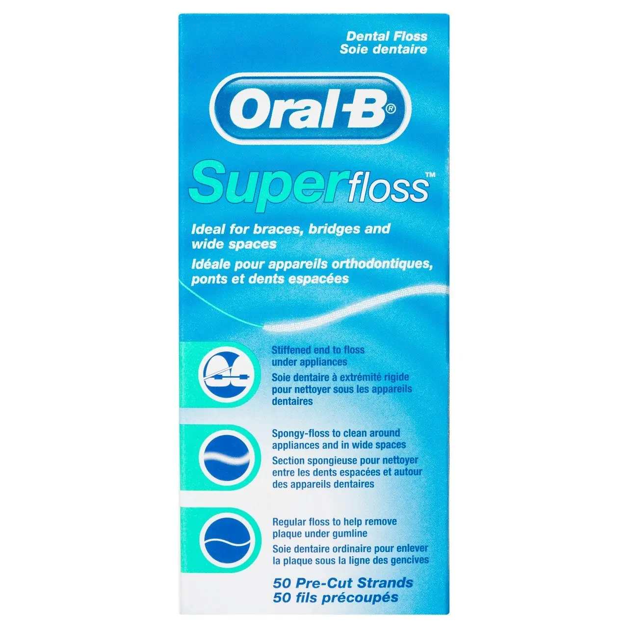 Oral-B Superfloss Dental Floss Pre-Cut Strands 50 pack