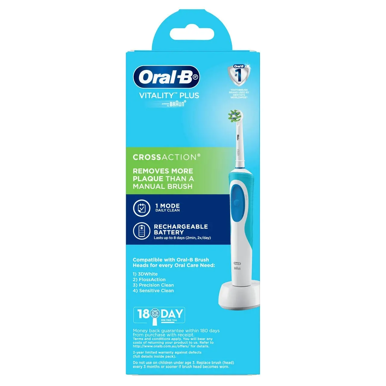 Oral-B Vitality Cross Action White Electric Toothbrush with charger