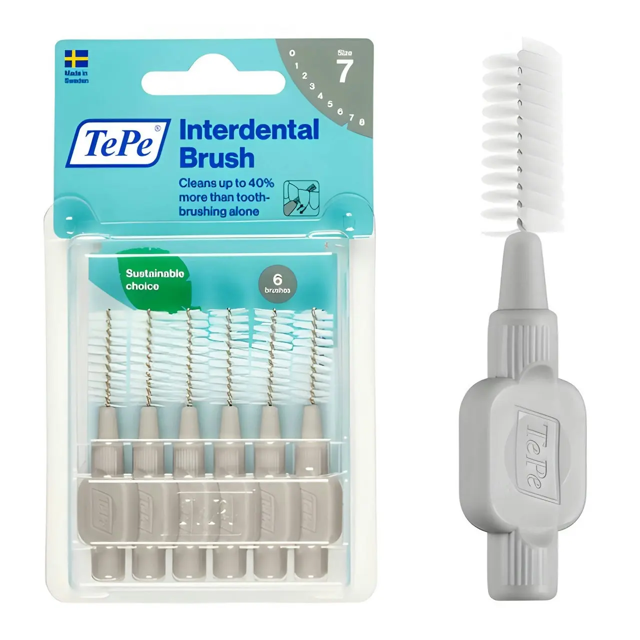 Tepe Interdental Brush 1.3mm Size 7 (Grey) 6 Pack