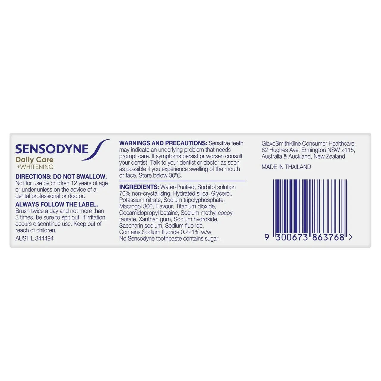 Sensodyne Daily Care + Whitening Sensitivity Toothpaste 50g