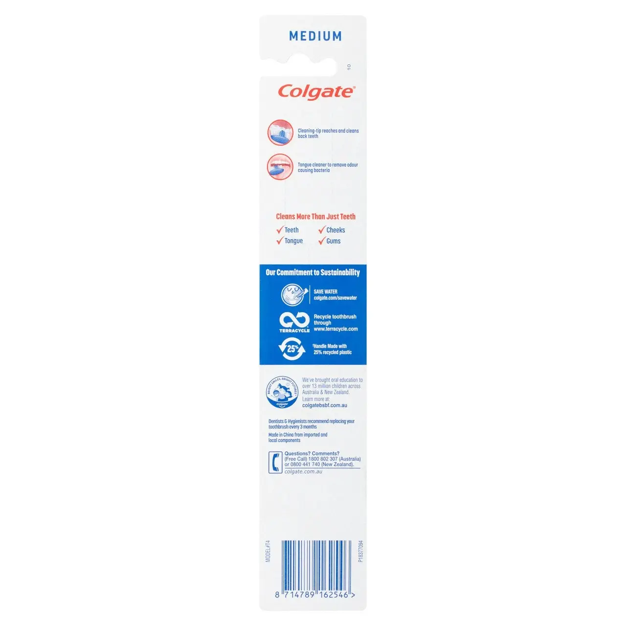 Colgate Extra Clean Manual Toothbrush, 1 Pack, Medium Bristles With 25% Recycled Plastic Handle