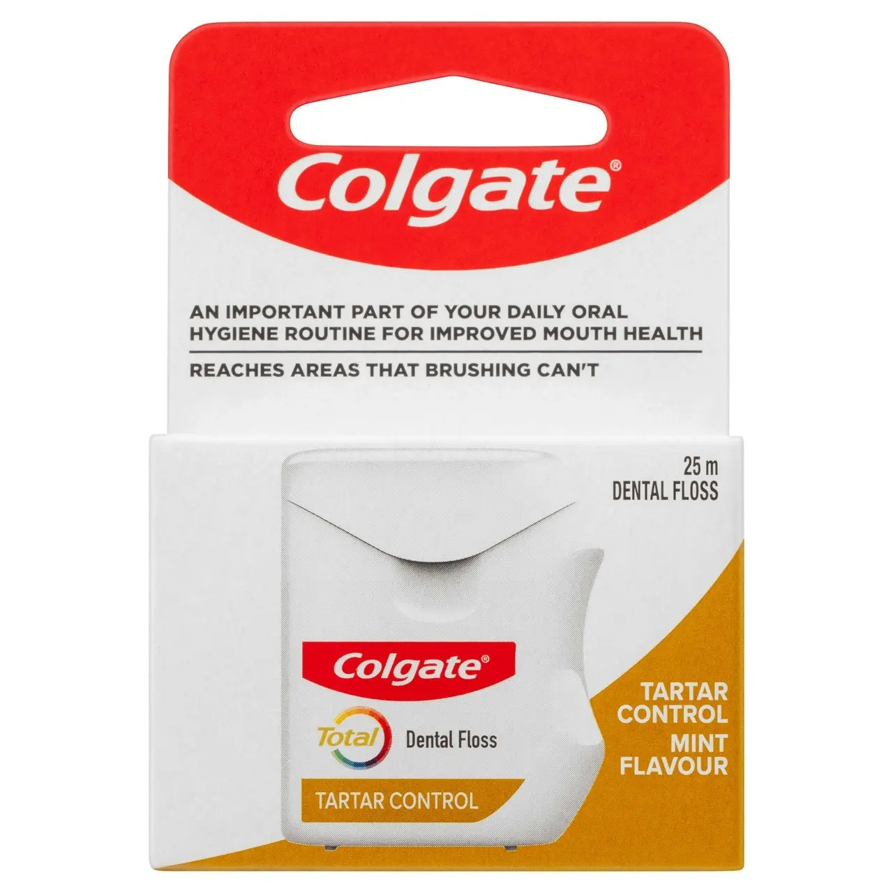 Colgate Total Tartar Control Dental Floss, 25m, New & Improved*, Protects Gums & Helps Prevent Tooth Decay