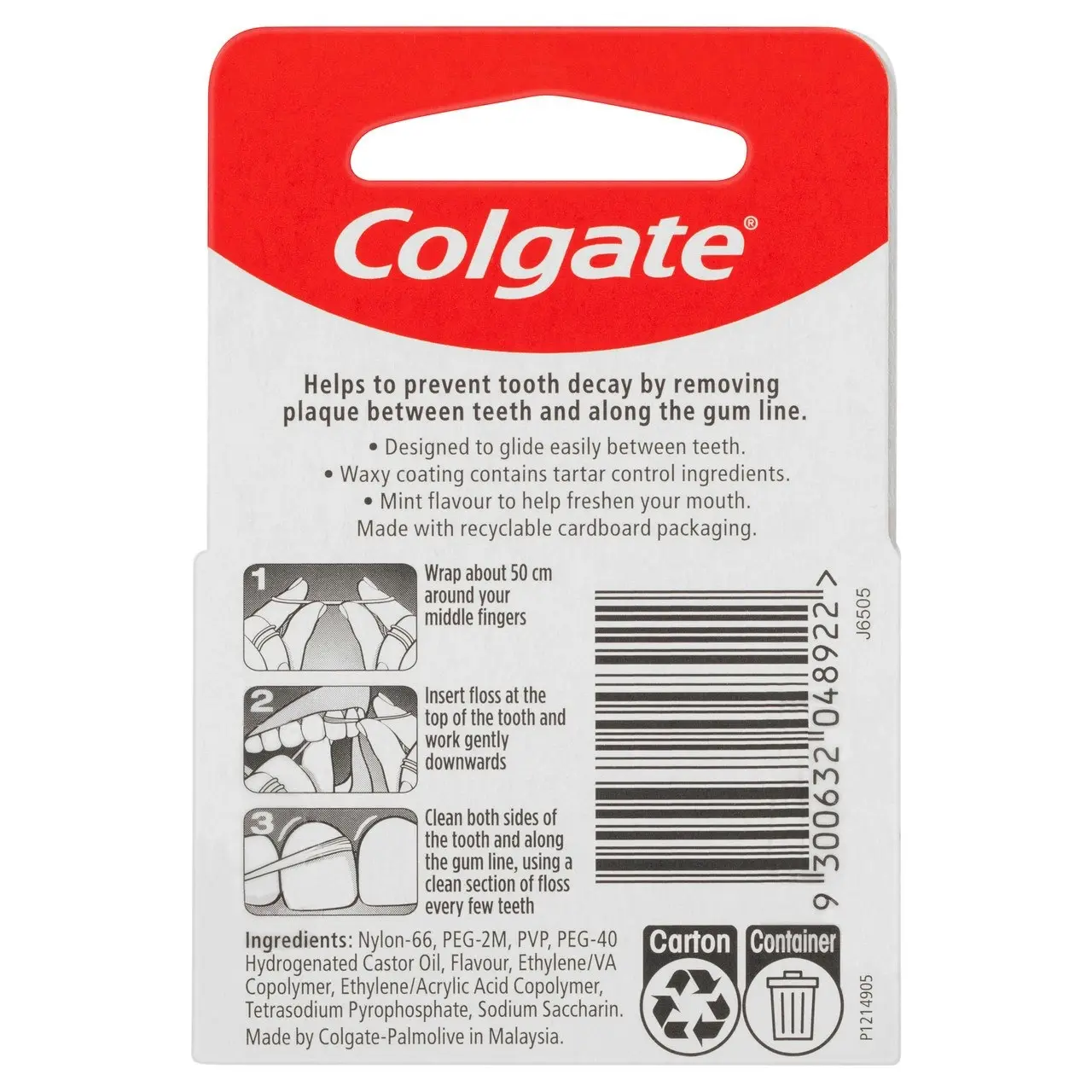 Colgate Total Tartar Control Dental Floss, 25m, New & Improved*, Protects Gums & Helps Prevent Tooth Decay