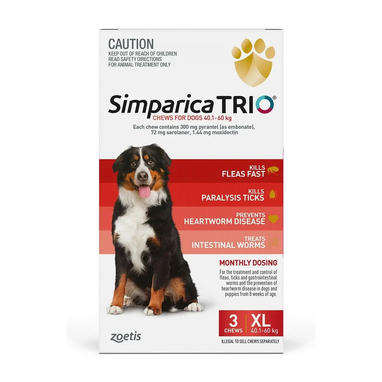 Simparica TRIO Chews For Extra Large Dogs 40.1-60kg 3 Pack