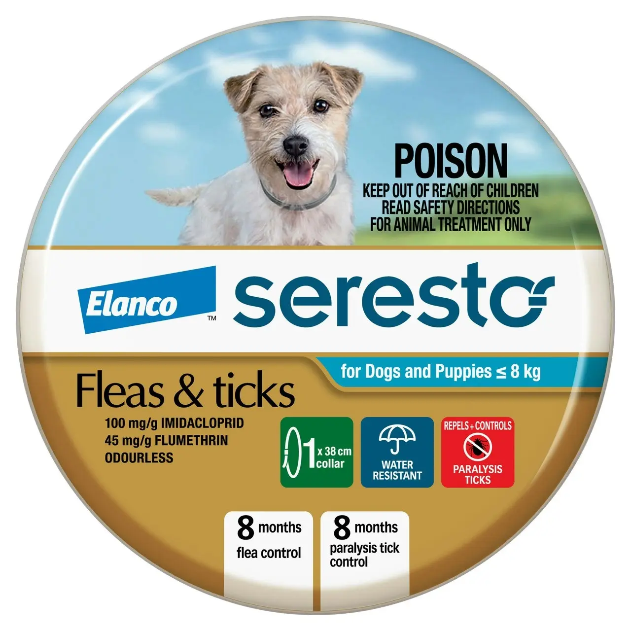 Seresto(TM) Flea & Tick Collar for Dogs And Puppies Up To 8kg - 1 Pack