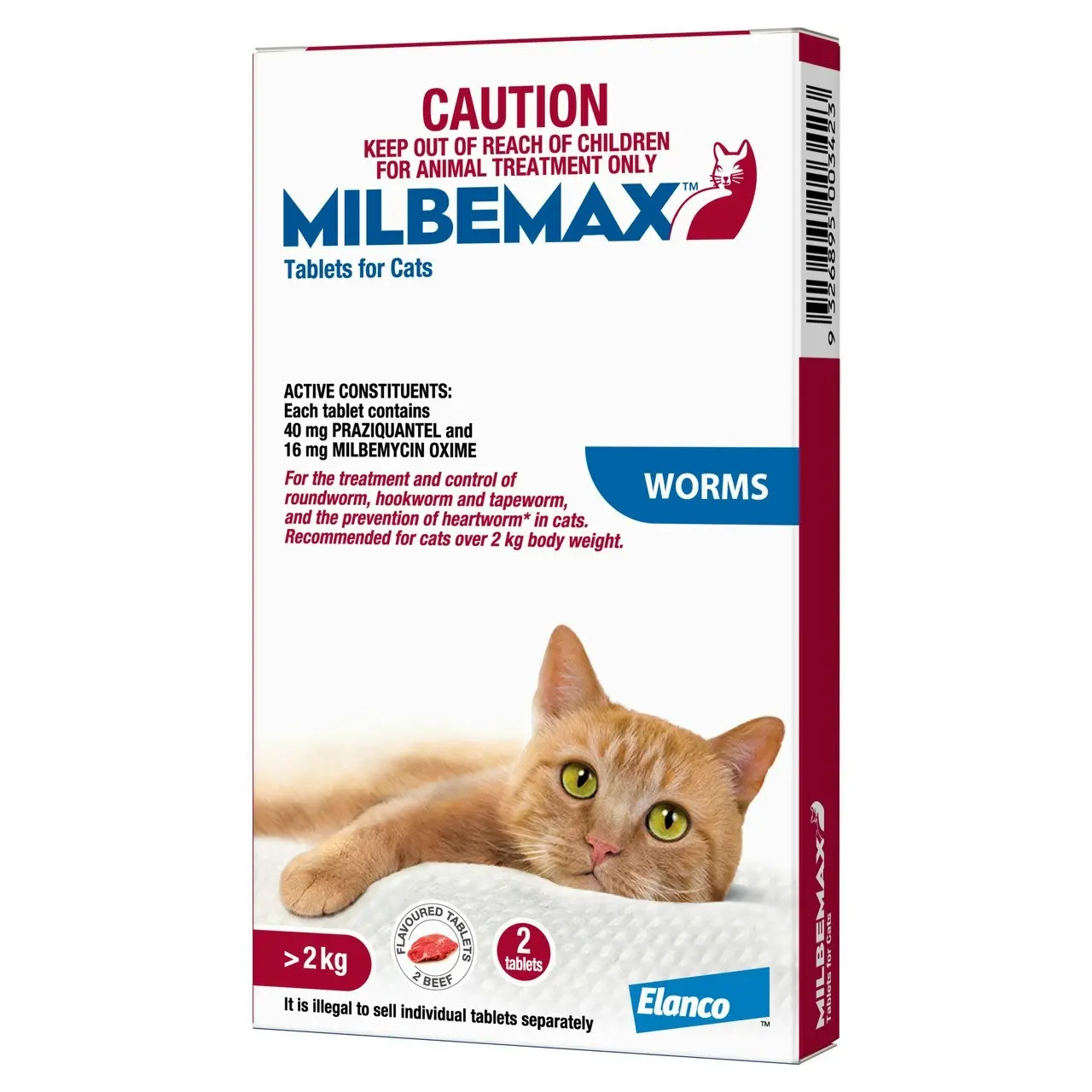 Milbemax(TM) Allwormer Tablet for Cats 2 - 8kg - 2 Pack