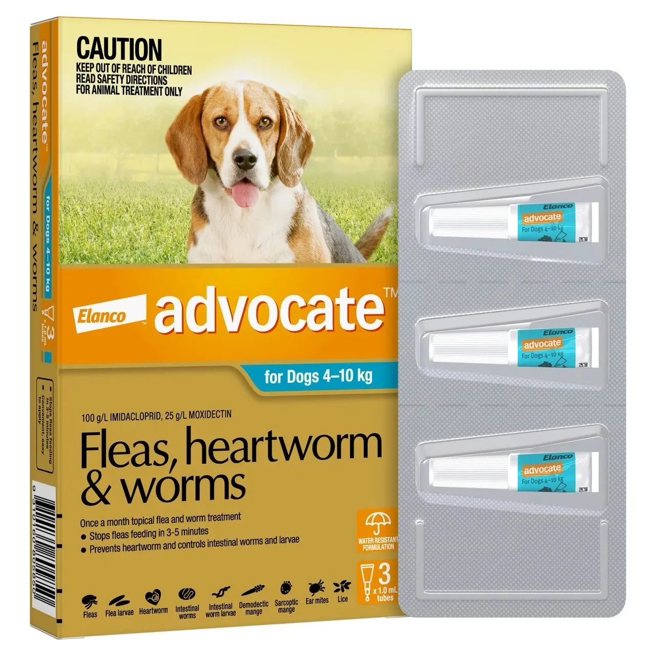 Advocate(TM) Fleas, Heartworm & Worms for Medium Dogs 4 - 10kg - 3 Pack