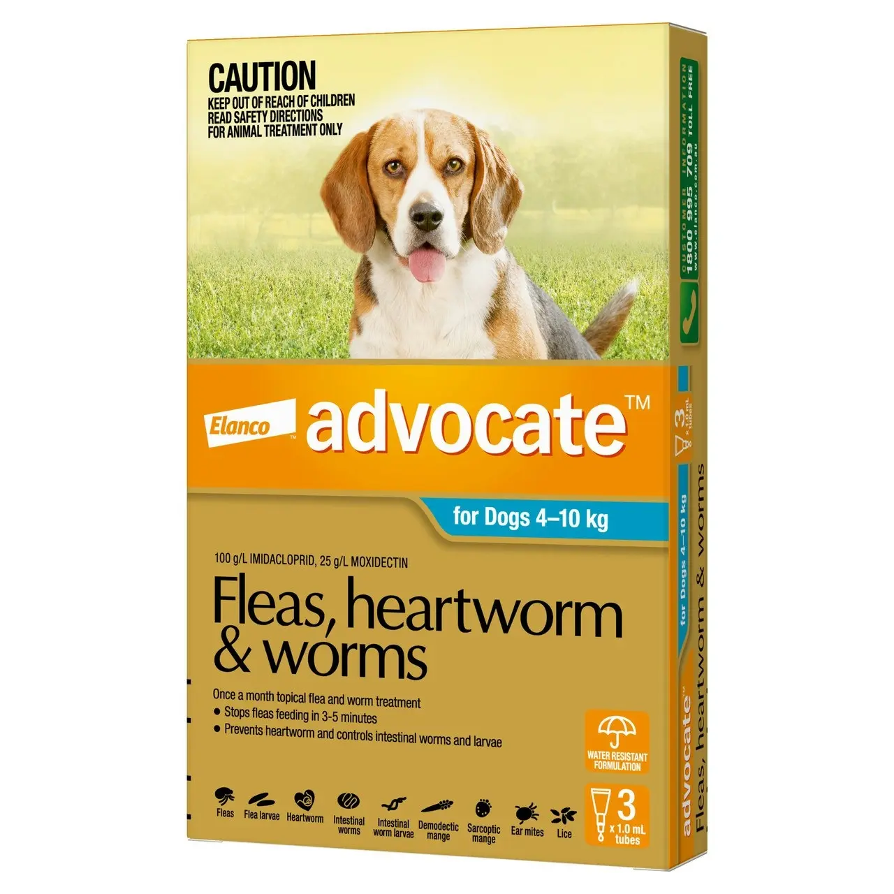 Advocate(TM) Fleas, Heartworm & Worms for Medium Dogs 4 - 10kg - 3 Pack