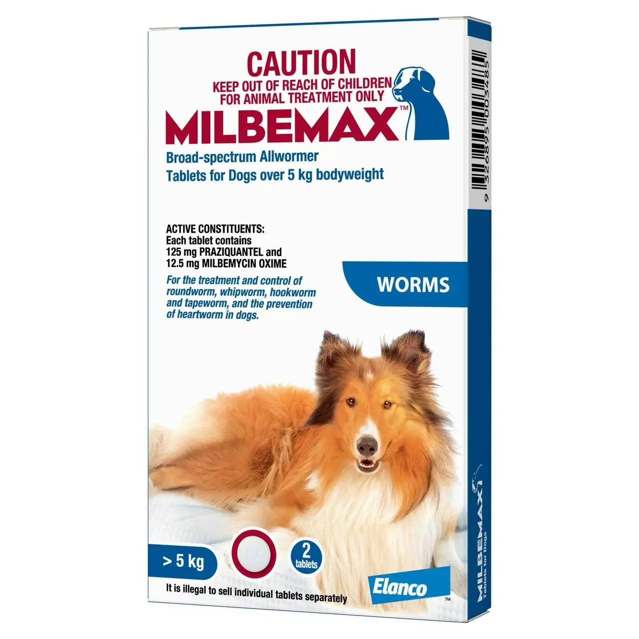 Milbemax(TM) Allwormer Tablet for Dogs 5 - 25kg - 2 Pack