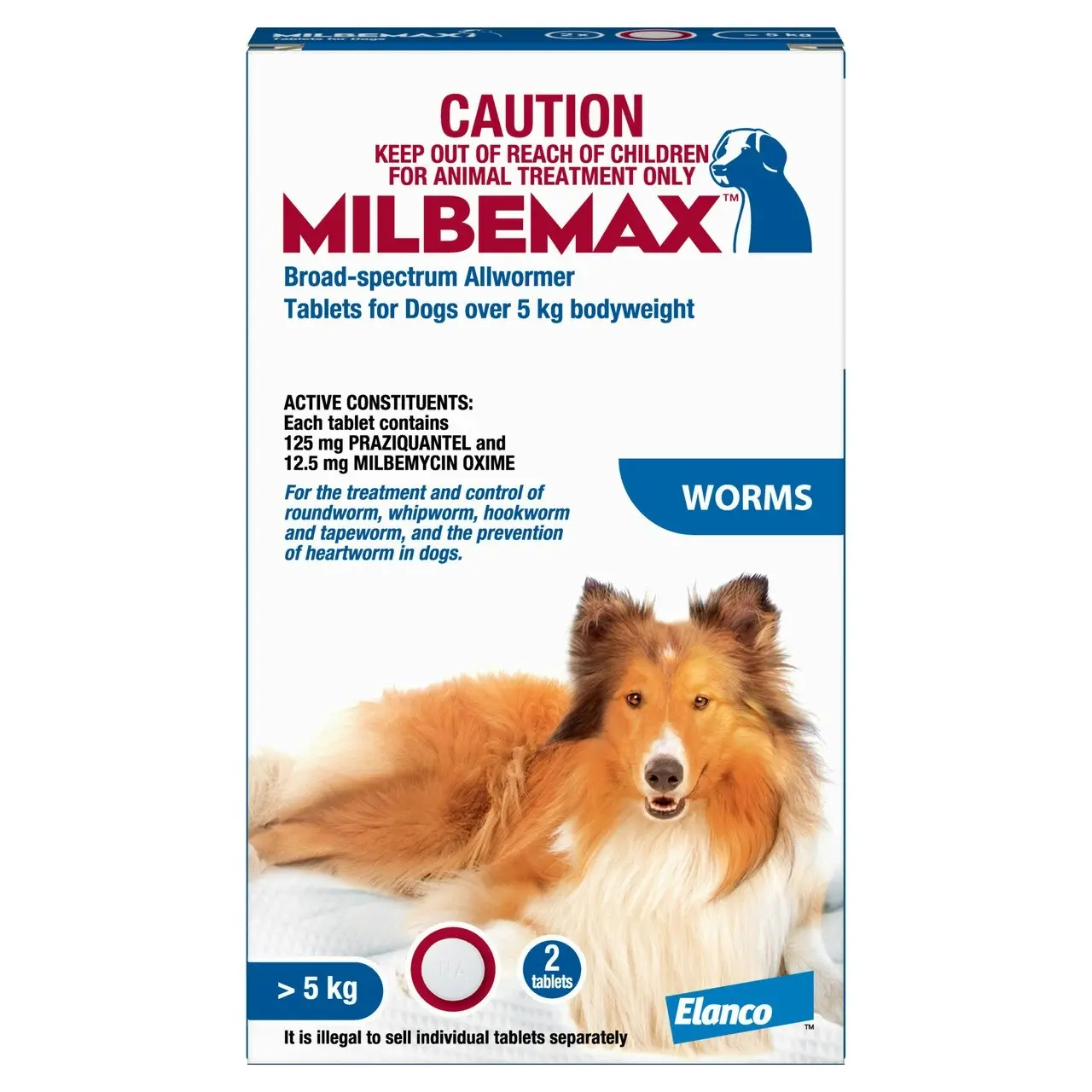 Milbemax(TM) Allwormer Tablet for Dogs 5 - 25kg - 2 Pack