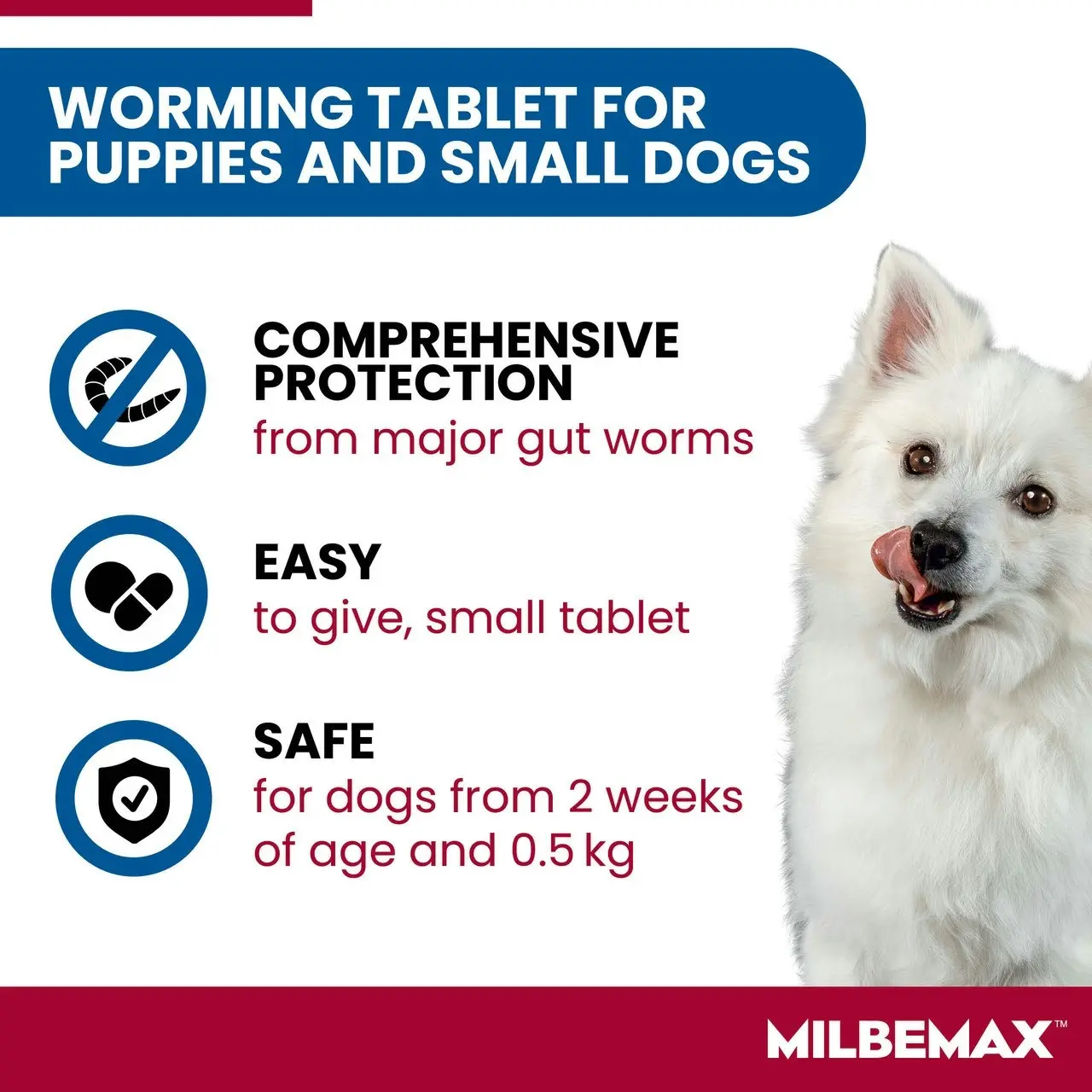 Milbemax(TM) Allwormer Tablet for Small Dogs & Puppies 0.5 - 5kg - 2 Pack