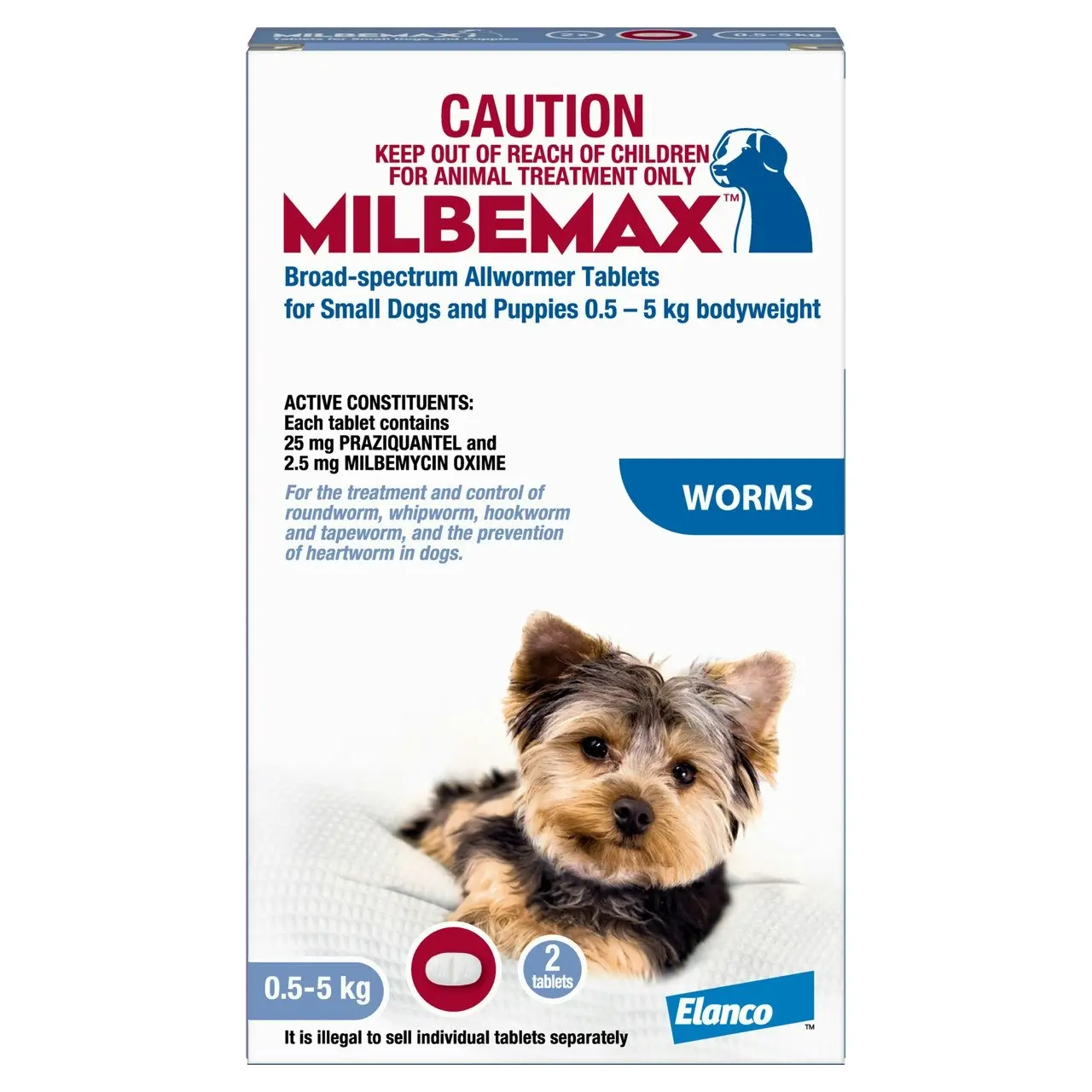 Milbemax(TM) Allwormer Tablet for Small Dogs & Puppies 0.5 - 5kg - 2 Pack