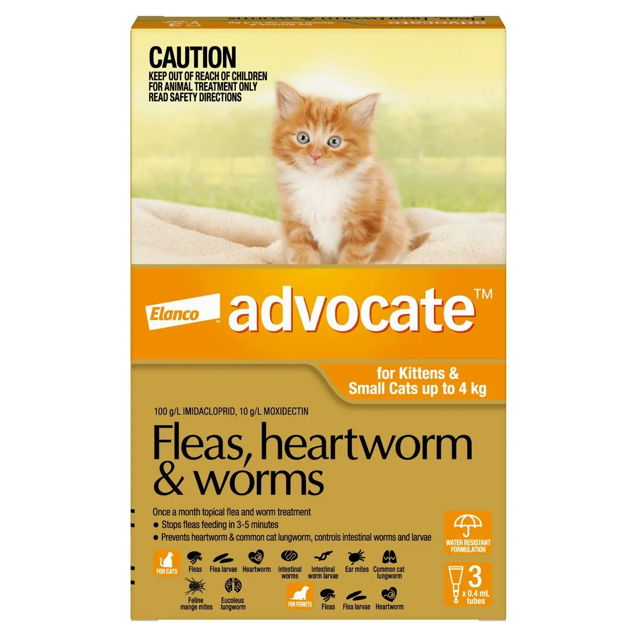 Advocate(TM) Fleas, Heartworm & Worms for Kittens & Small Cats up to 4kg - 3 Pack