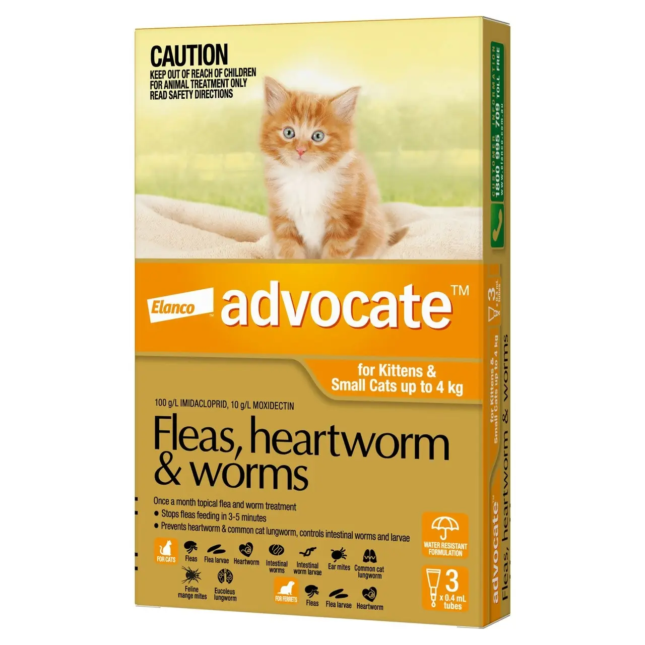 Advocate(TM) Fleas, Heartworm & Worms for Kittens & Small Cats up to 4kg - 3 Pack