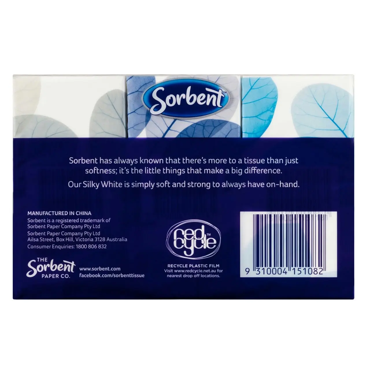 Sorbent Silky White Facial Tissues 6 x 10 Pack