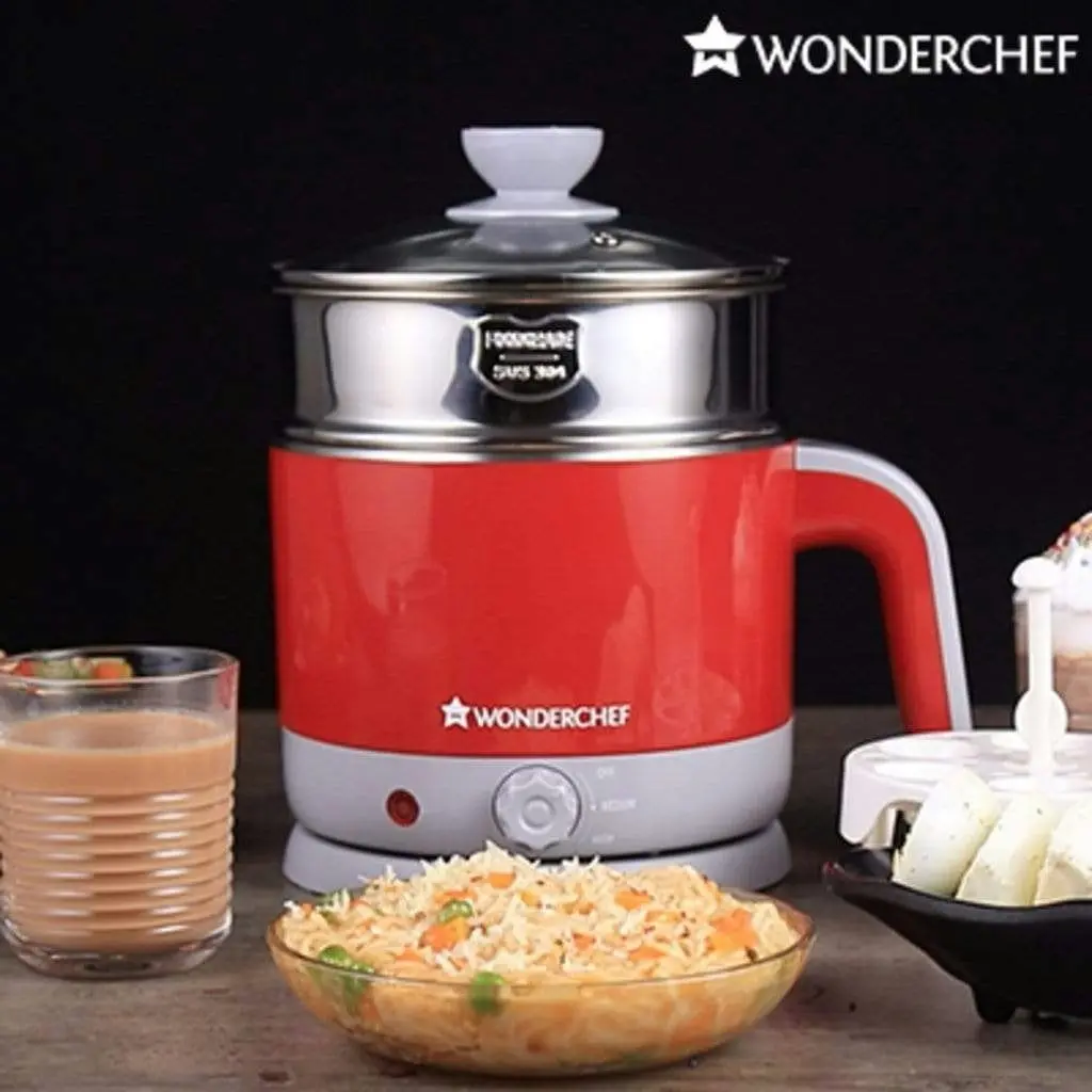 Wonderchef Luxe Multi-cook Kettle-Red 1.2 Litre with Australian Plug