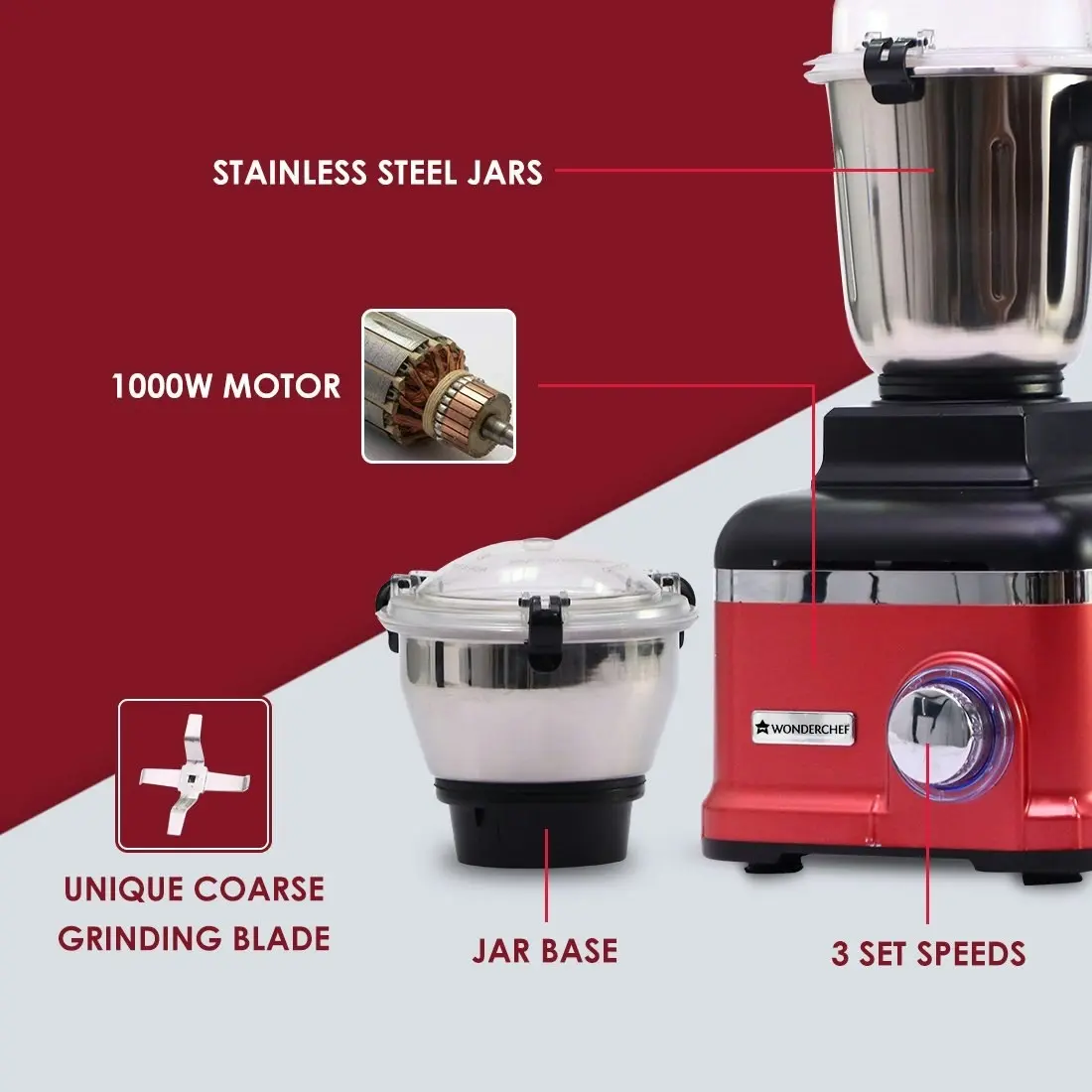 Wonderchef Sumo Plus Mixer Grinder 1000 W with Australian Plug